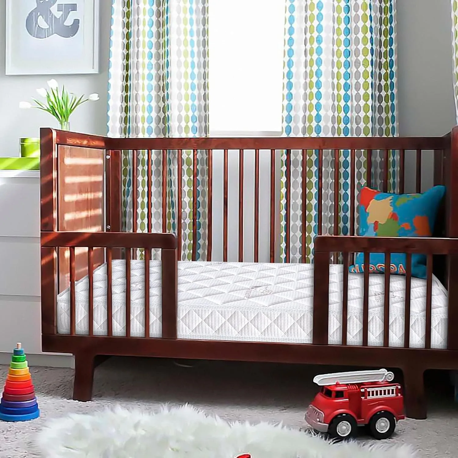 Premium Crib & Toddler Mattress,100% Knitted Fabric, Premium Fleece Surface-Hypoallergenic, 5" Thick Firm Soft Crib Mattress, Non-Toxic - Fits Standard Cribs & Toddler Beds