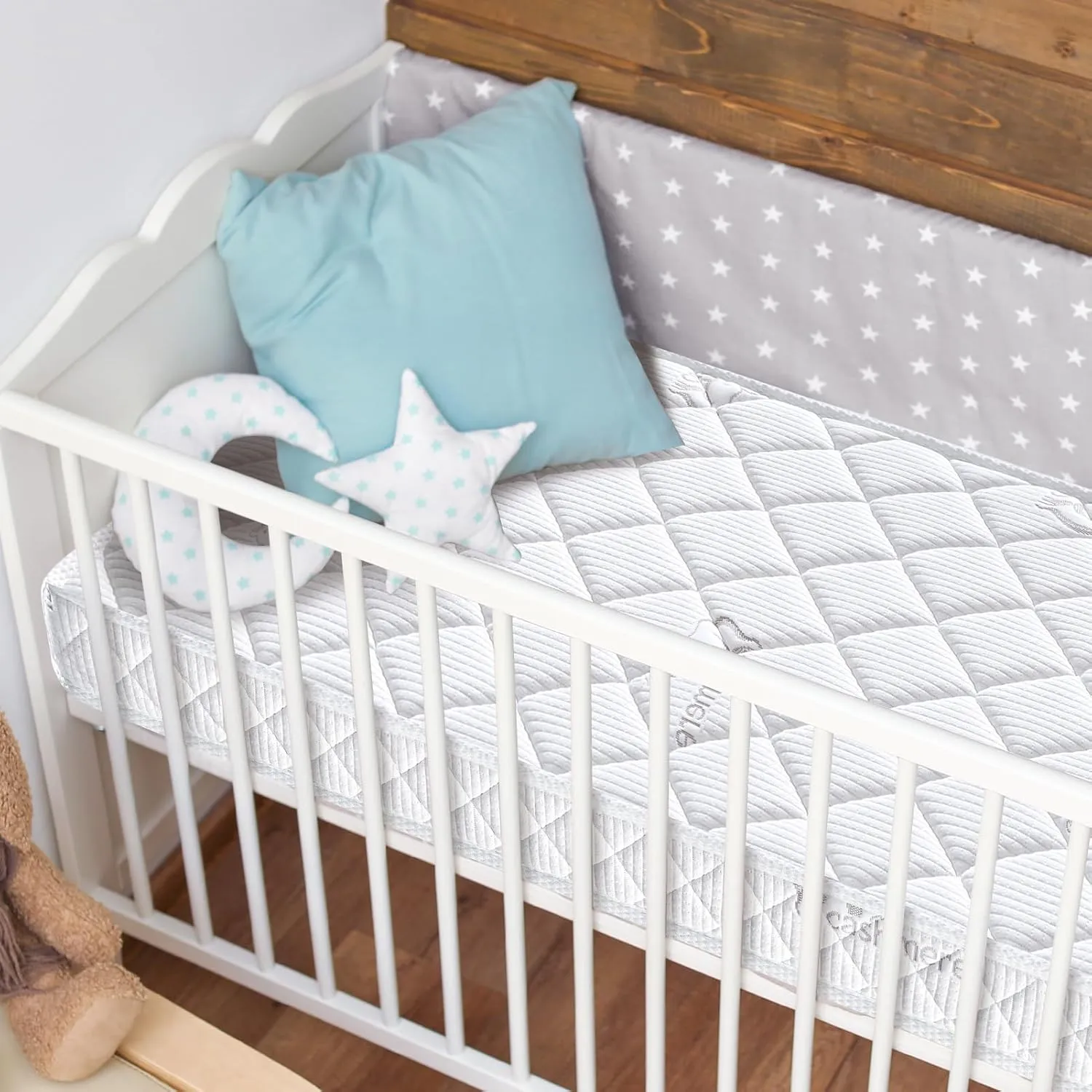 Premium Crib & Toddler Mattress,100% Knitted Fabric, Premium Fleece Surface-Hypoallergenic, 5" Thick Firm Soft Crib Mattress, Non-Toxic - Fits Standard Cribs & Toddler Beds