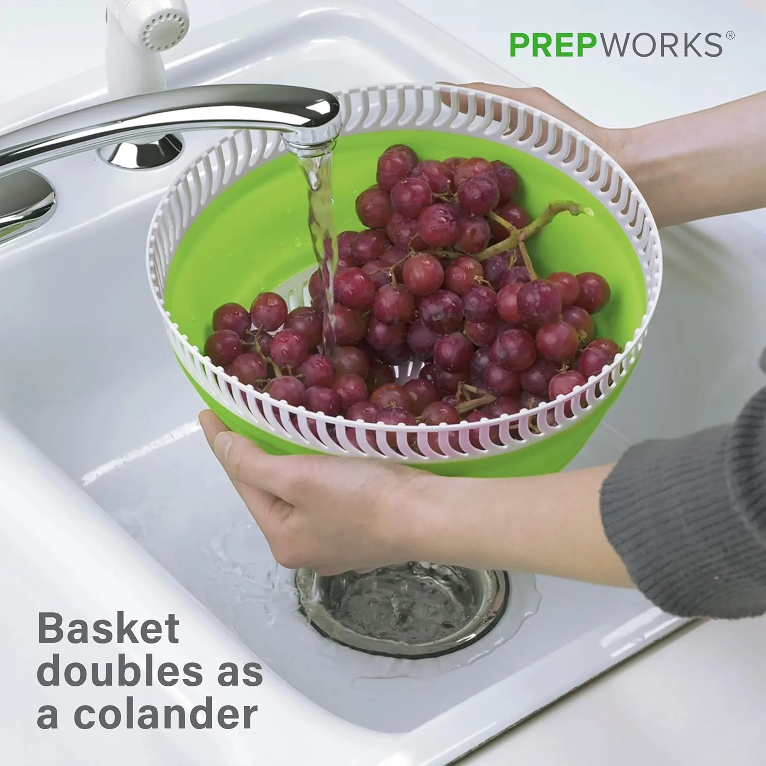 Prepworks by Progressive 3 Quart Space Saving Folding Collapsible Drainer, & Colander for Salad Preparation and Food Washing (Green)