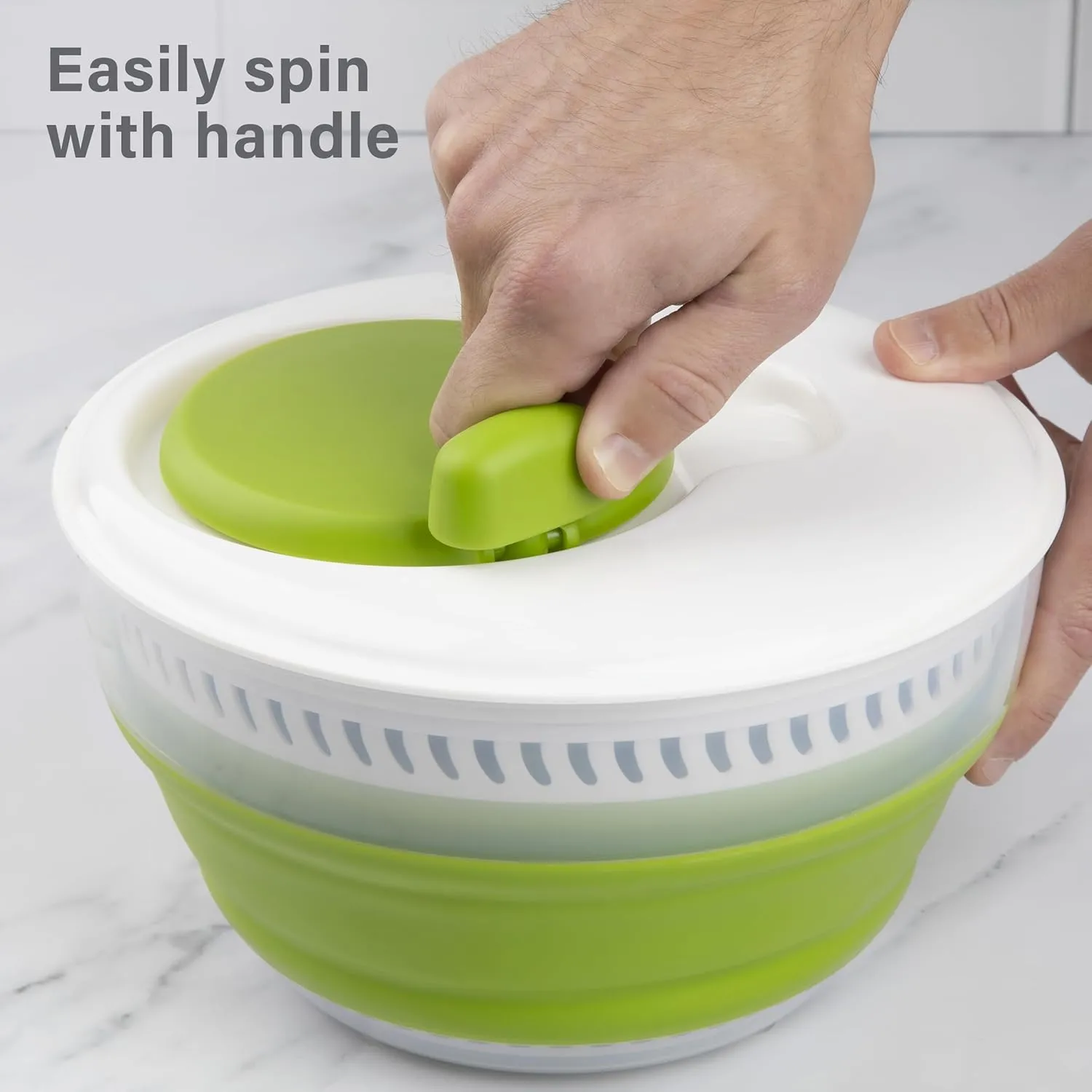 Prepworks by Progressive 3 Quart Space Saving Folding Collapsible Drainer, & Colander for Salad Preparation and Food Washing (Green)