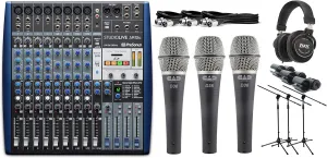 PreSonus StudioLive AR12c 14-Channel Mixer and Audio Interface with Effects with CADLive 3x Supercardioid Dynamic Handheld Microphones Sets and LyxPro Mic Stands