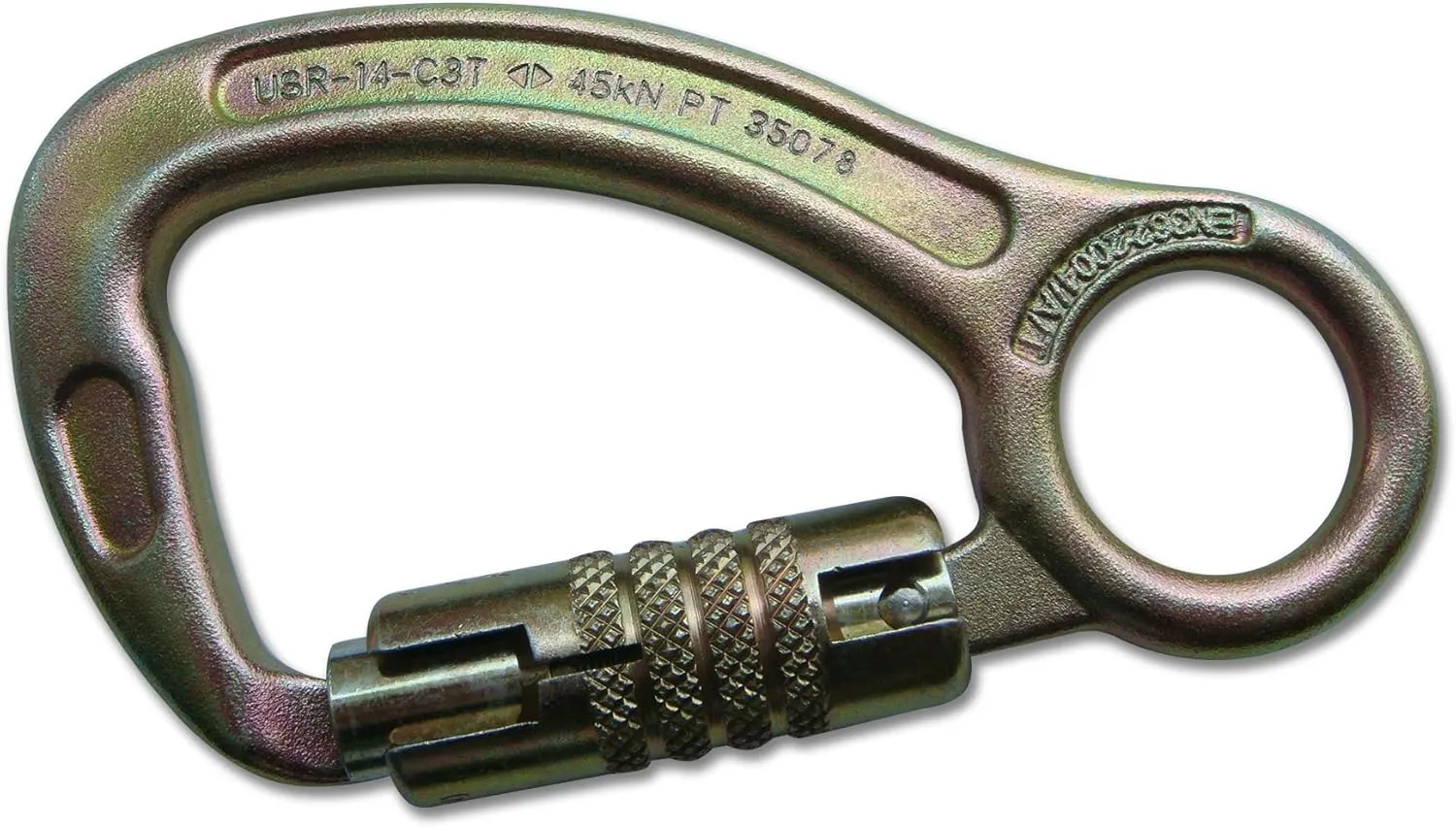 ProClimb USR-14-C3T Triple Lock Steel Carabiner with Integral Eye, 139 mm x 77 mm - Safety Supply, Dimensions: 15.24 cm L x 12.7 cm W x 2.54 cm H, Origin: Taiwan, Weight: 2.0 lbs