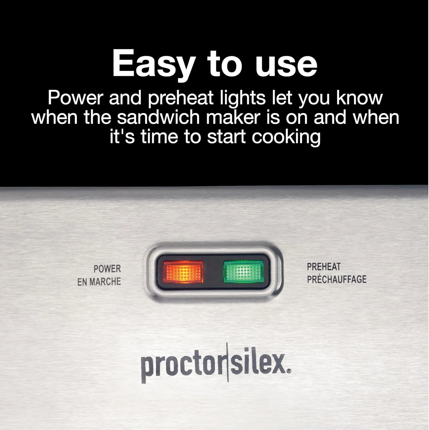 Proctor Silex Deluxe Hot Sandwich Maker With Easy-Clean Durable PFAS-Free Nonstick Ceramic Plates, Fits up to 2 Grilled Cheese, Ruebens, Tortas or Subs, Stainless Steel (25415MN)