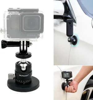 PROfezzion Magnetic Mount for GoPro, Strong Manget Base with Detachable 360° Rotation Ball Head for GoPro Hero 13/12/11/10/9/8/7/6, Insta360 X5/X4/X3/Ace/Ace Pro, DJI Osmo Action 5/4/3 Action Cameras