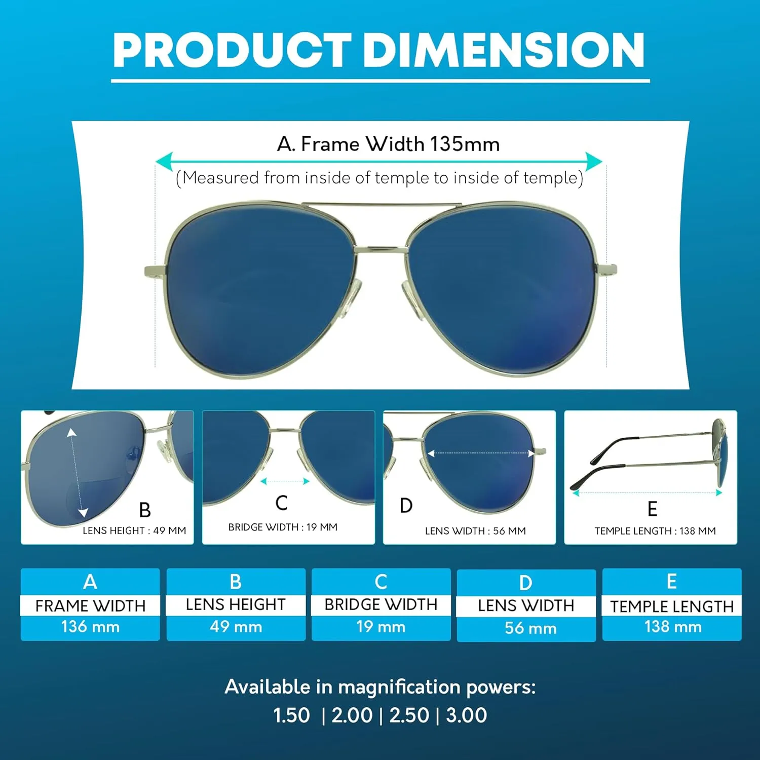 proSPORT Aviator Bifocal Sunglass Reader Flashed Mirror Lens Men Women