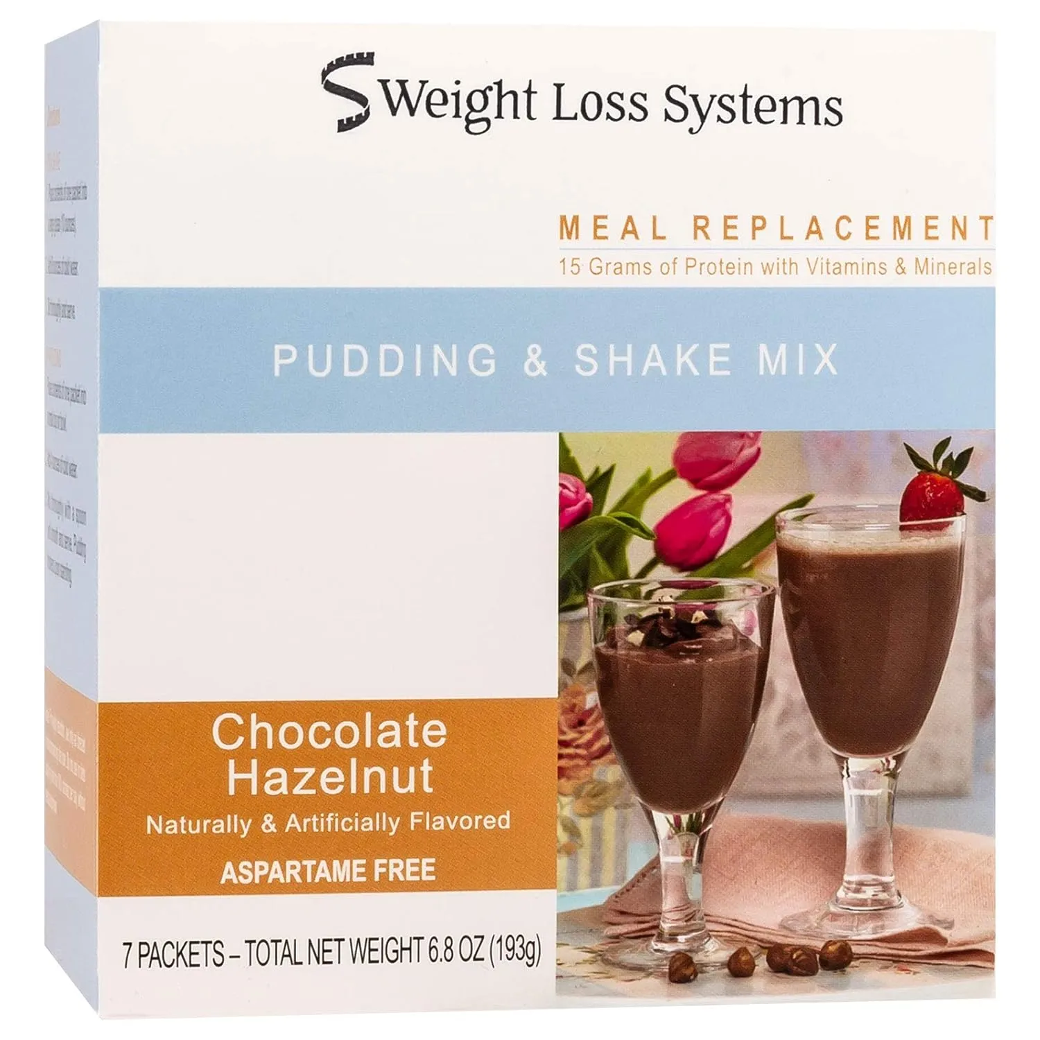 Pudding and Shake Aspartame Free - Chocolate Hazelnut (7/Box) - High Protein - Low Calorie - Low Fat - Low Carb