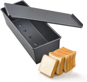 Pullman Loaf Pan with Lid Aluminum Steel Pullman Loaf Pan Commercial Grade Non Stick Bread Pan with Lid (10x3.93x4.4inch)