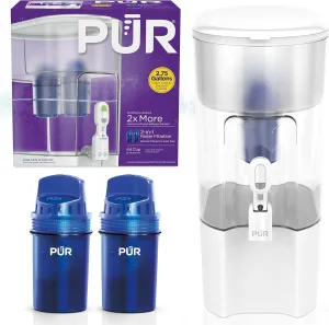 PUR XL 44-Cup Water Filter Dispenser with 2 Genuine PUR Filters, Largest Available, 44-Cup Capacity, 2-in-1 Powerful, Faster Filtration, Dishwasher Safe, (PDI4000Z)