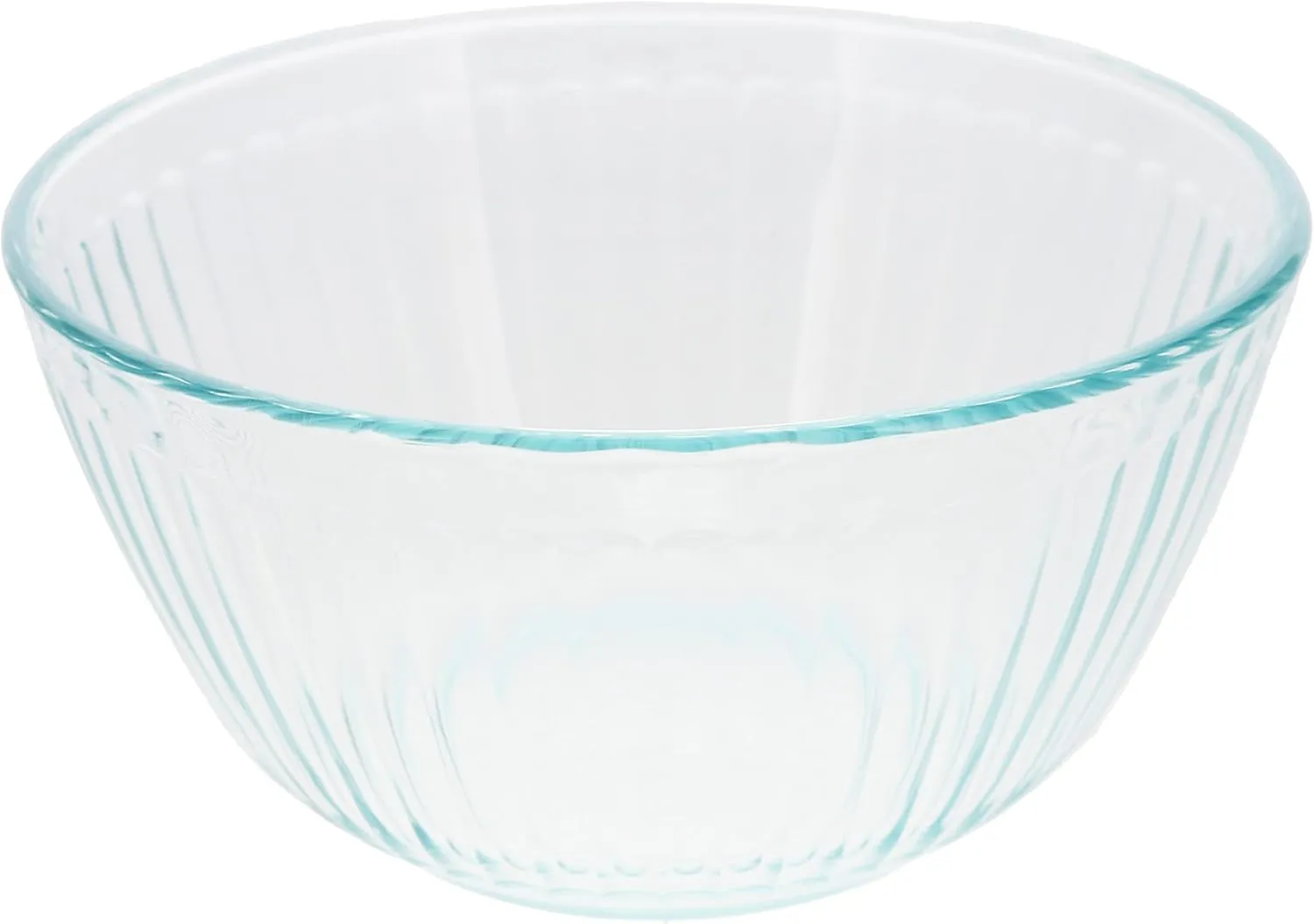 Pyrex (1 7402 6-Cup Sculpted Glass Mixing Bowl & (1) 7402-PC 6-Cup Blue Spruce Lid