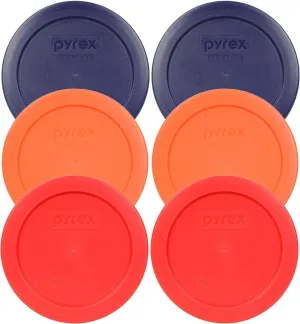 Pyrex 7200-PC 2 Cup (2) Blue 1113764 & (2) Orange 1113762 & (2) Red 1113763 Lid (6-Pack)