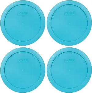 Pyrex 7201-PC 4 Cup Surf Blue Round Plastic Food Storage Lid - 4 Pack