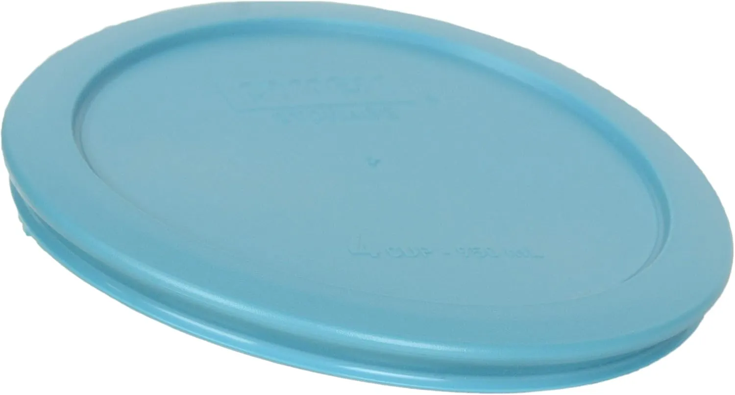 Pyrex 7201-PC 4 Cup Surf Blue Round Plastic Food Storage Lid - 4 Pack