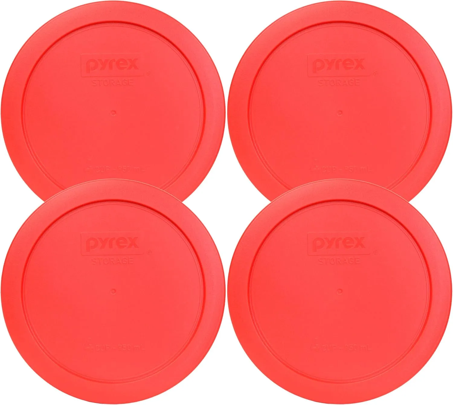 Pyrex 7201-PC Round Red 6.5" 4 Cup Lid for Glass Bowl 4 Pack