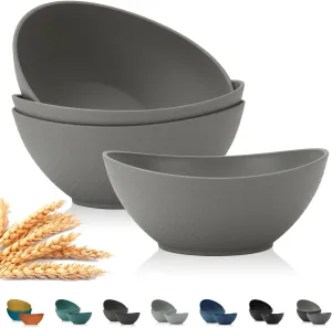 PYRMONT Large Cereal Bowls,Serving Bowls,Plastic bowl of 4,65 Oz Salad Bowls,Big Bowl for Soup,Salad,Pasta,Cereal,Stackable for Easy Storage Microwave & Dishwasher Safe (Gray)