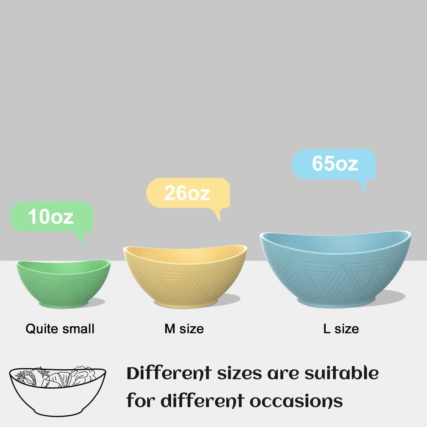 PYRMONT Wheat Straw Bowls Set of 4-26 OZ Cereal Bowls Soup Bowls Unbreakable Plastic Bowls - Microwave & Dishwasher Safe Bowls for Kitchen,Serving for oatmeal,cereal,soup - Memphis