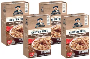 Quaker, Gluten Free Instant Oatmeal, Maple & Brown Sugar, 8 Ct (Pack of 4)