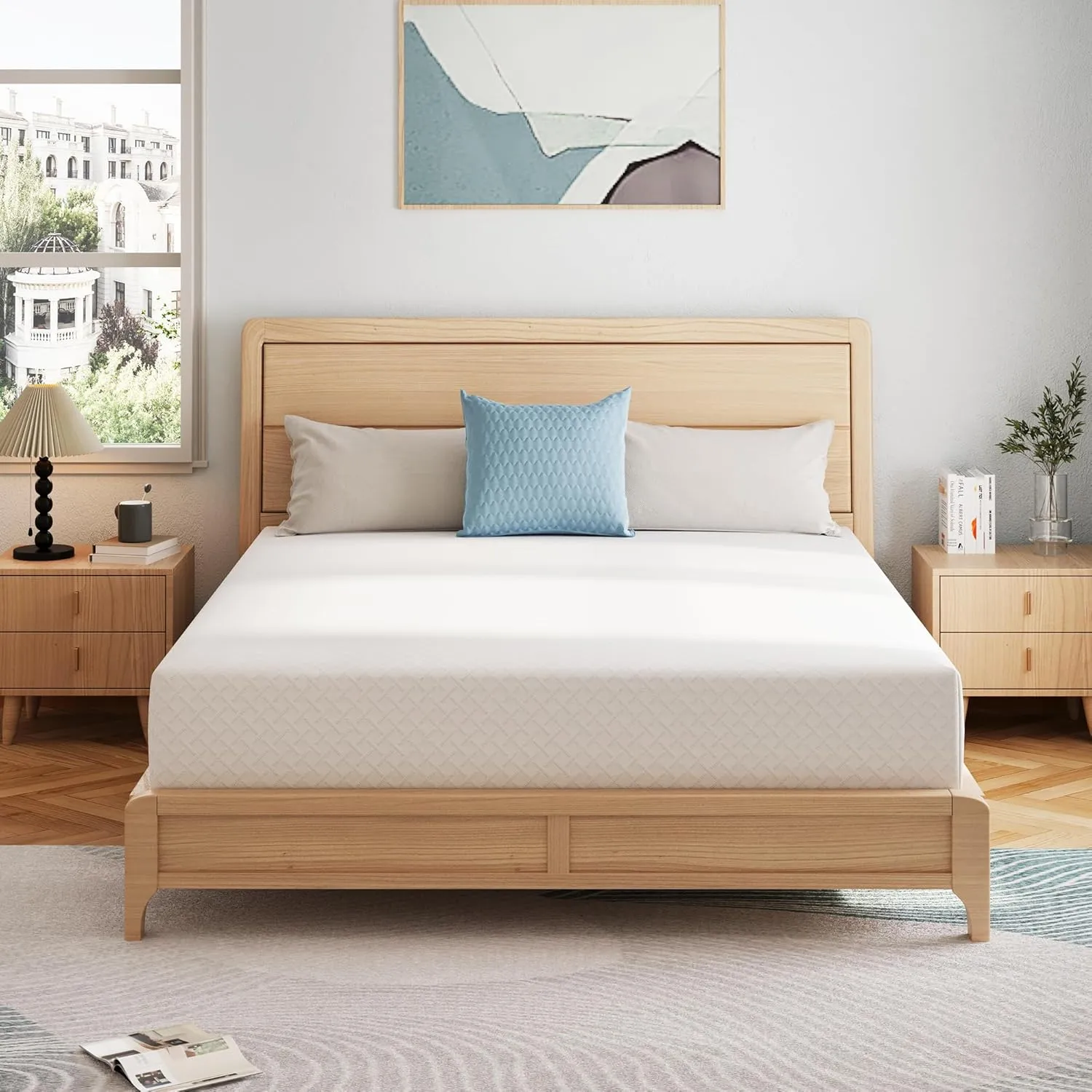 Queen Mattress 10 Inch Green Tea Memory Foam Mattress for Cool Sleep & Pressure Relief, CertiPUR-US Certified Medium Mattresses in a Box, 60"×80"×10"