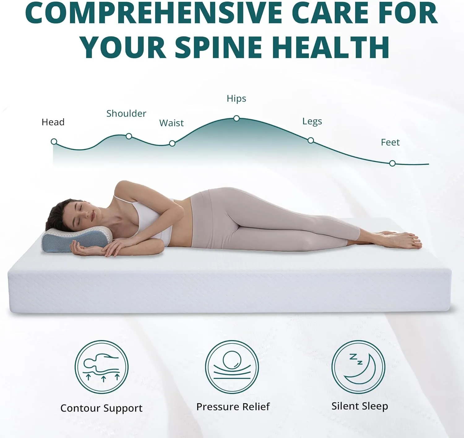 Queen Mattress 10 Inch Green Tea Memory Foam Mattress for Cool Sleep & Pressure Relief, CertiPUR-US Certified Medium Mattresses in a Box, 60"×80"×10"
