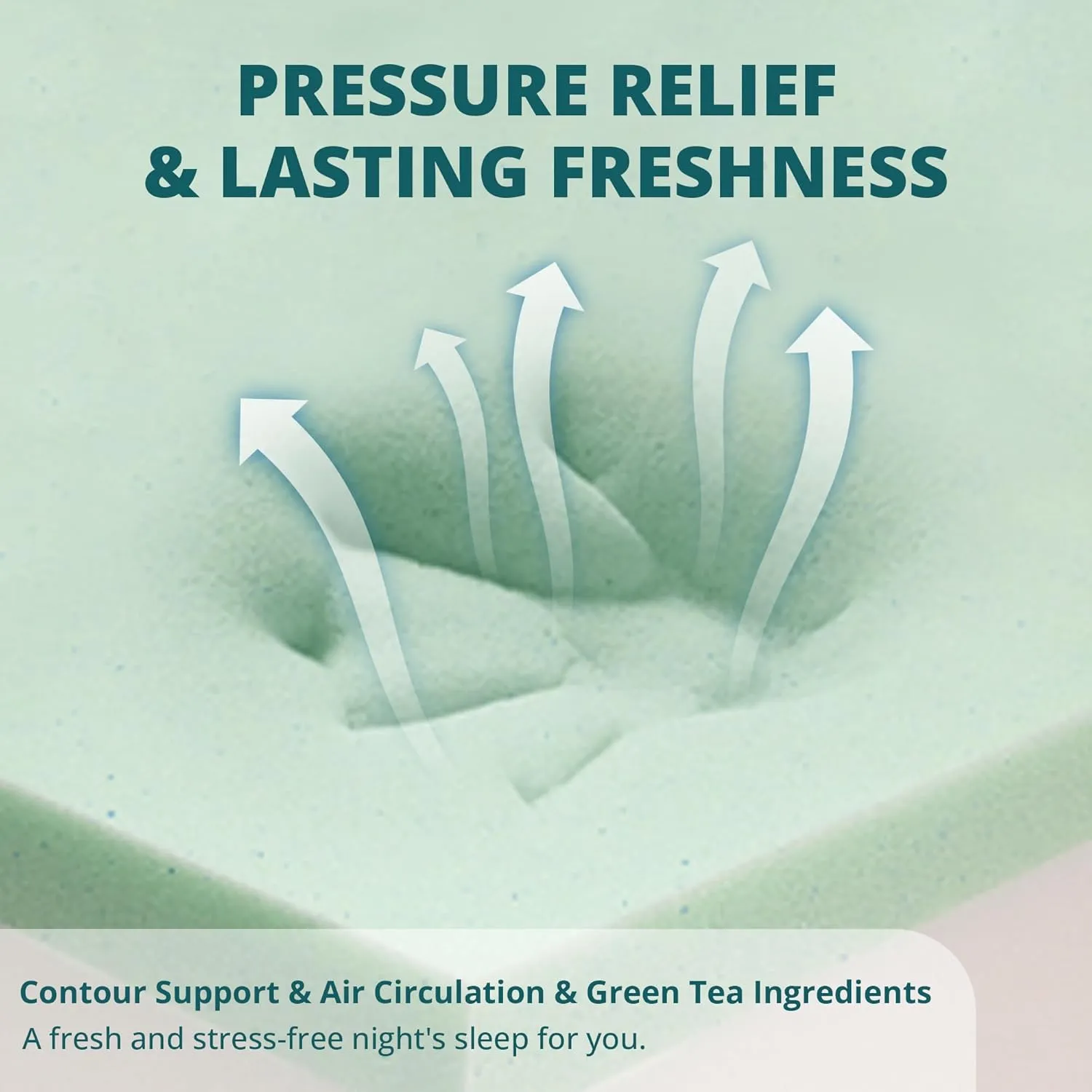Queen Mattress 10 Inch Green Tea Memory Foam Mattress for Cool Sleep & Pressure Relief, CertiPUR-US Certified Medium Mattresses in a Box, 60"×80"×10"