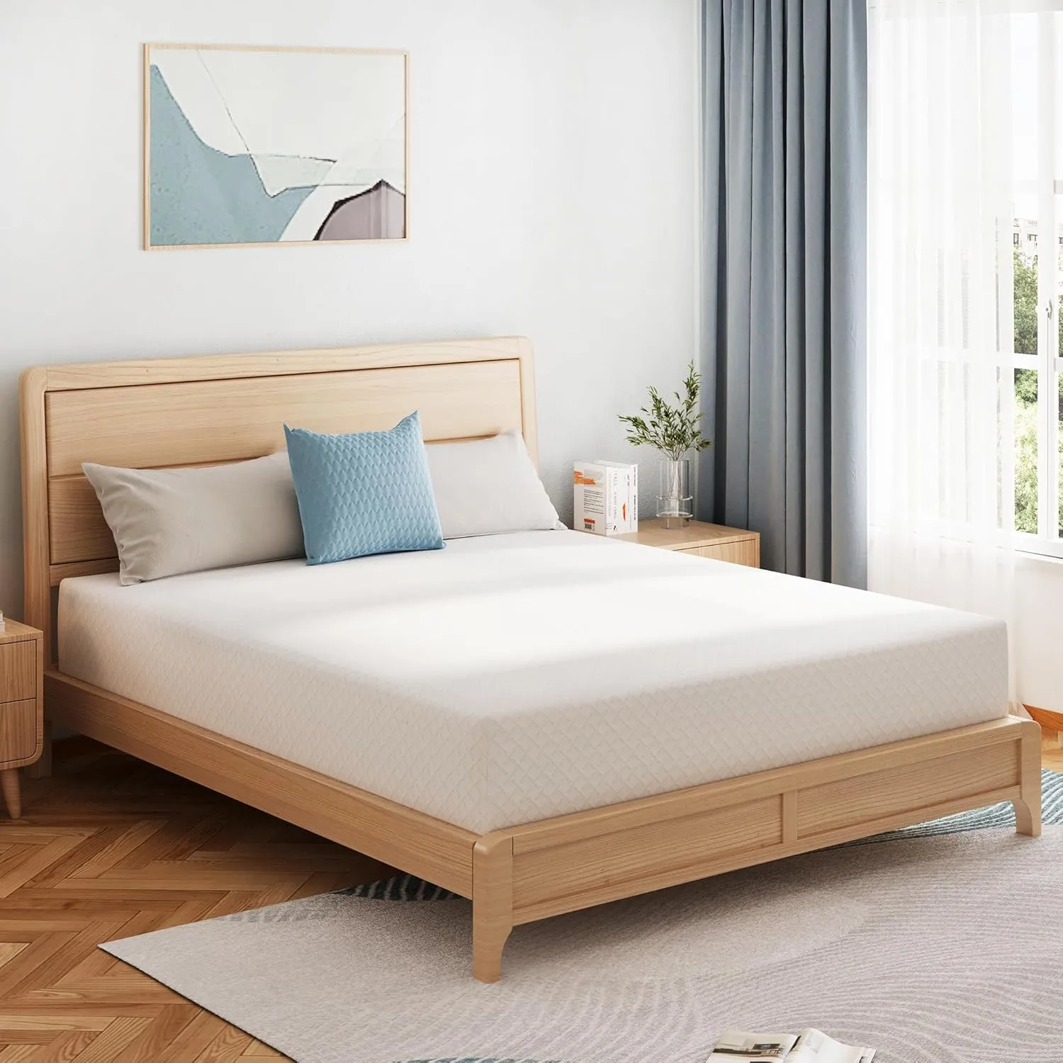 Queen Mattress 10 Inch Green Tea Memory Foam Mattress for Cool Sleep & Pressure Relief, CertiPUR-US Certified Medium Mattresses in a Box, 60"×80"×10"