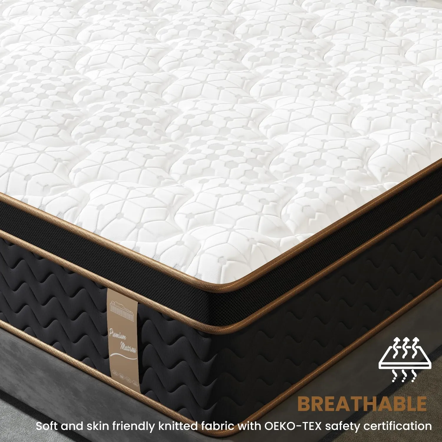 Queen Mattress, 12-Inch Deluxe Hybrid Mattresses, Fiberglass-Free Memory Foam Mattress in a Box, Individual Pocket Spring-Motion Isolation-Medium Firm-Extra Edge Support,365 Nights Trial,CertiPUR-US