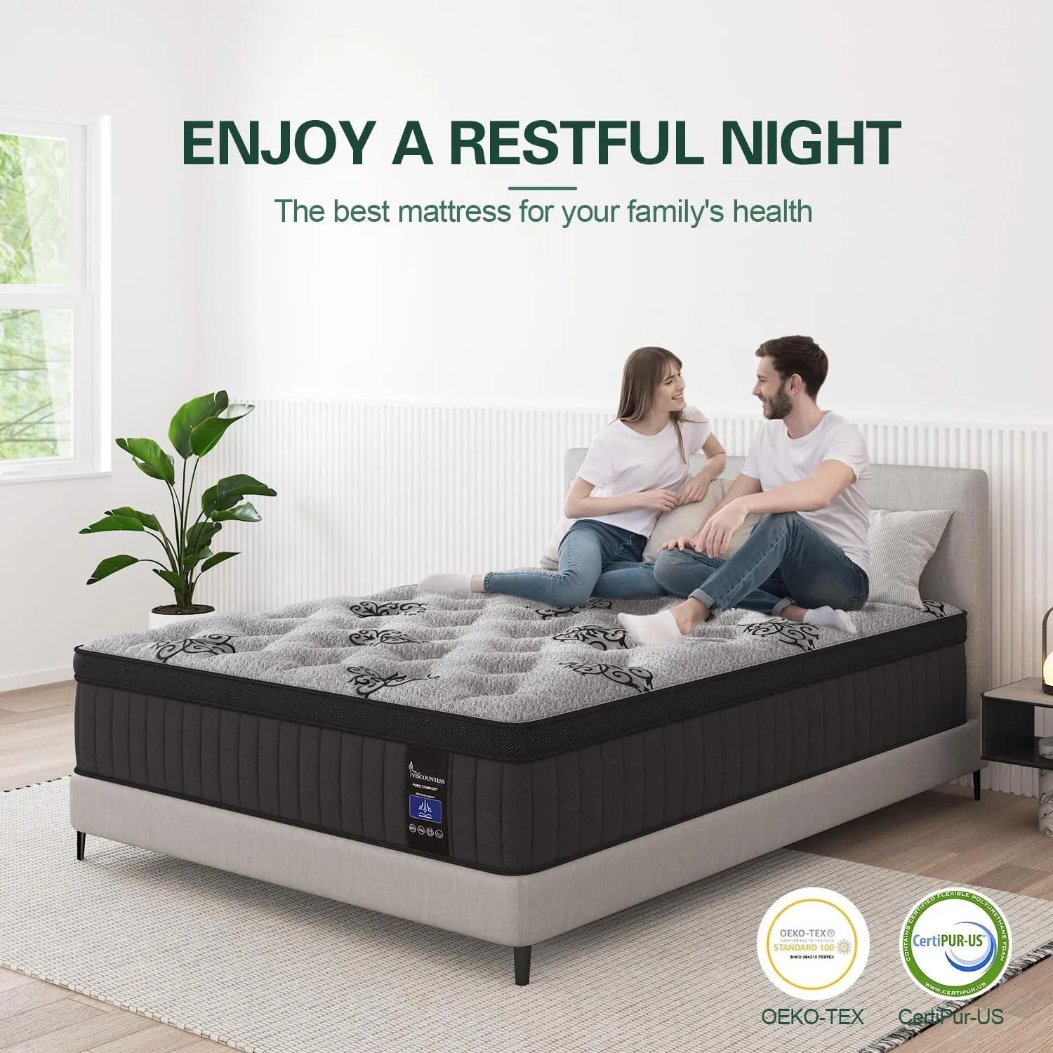 Queen Mattress, 12 Inch Hybrid Mattress Bed in a Box with Gel Memory Foam & Pocket Spring, Euro Top, Medium Firm for Back Support & Pressure Relief, Motion Isolation, Grey
