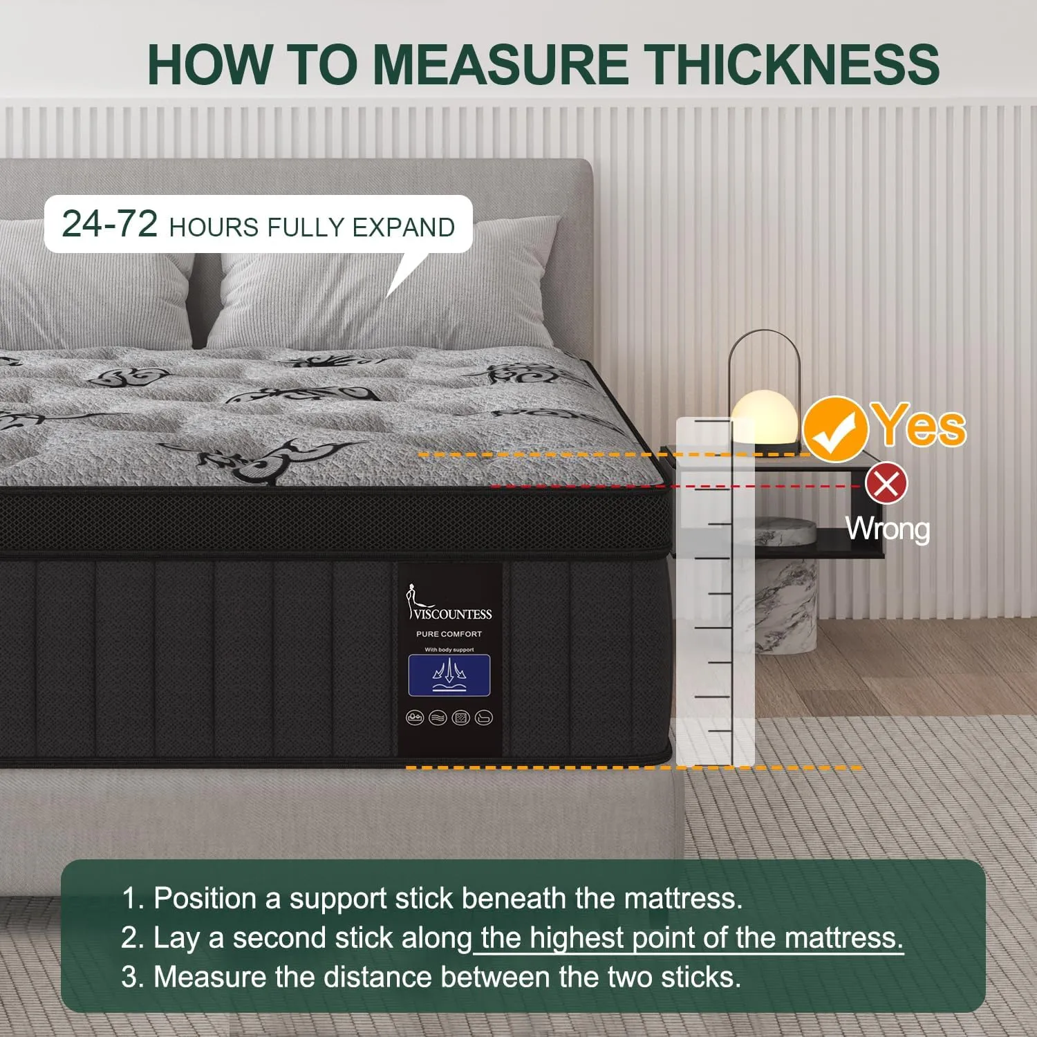 Queen Mattress, 12 Inch Hybrid Mattress Bed in a Box with Gel Memory Foam & Pocket Spring, Euro Top, Medium Firm for Back Support & Pressure Relief, Motion Isolation, Grey