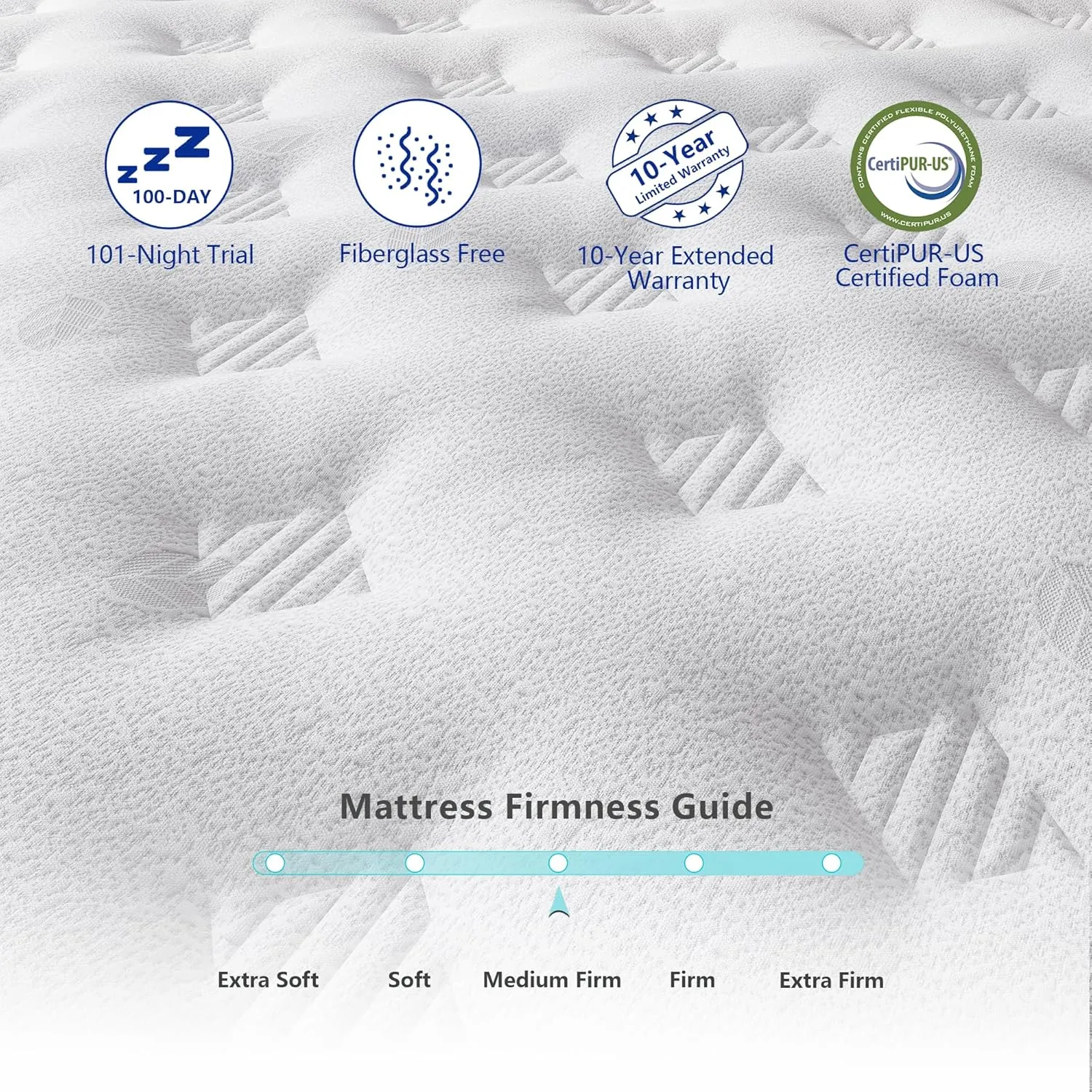 Queen Mattress, 12 Inch Hybrid Mattress in a Box, Memory Foam and Pocket Springs, Fiberglass Free, Soft and Breathable, Medium Firm Feel