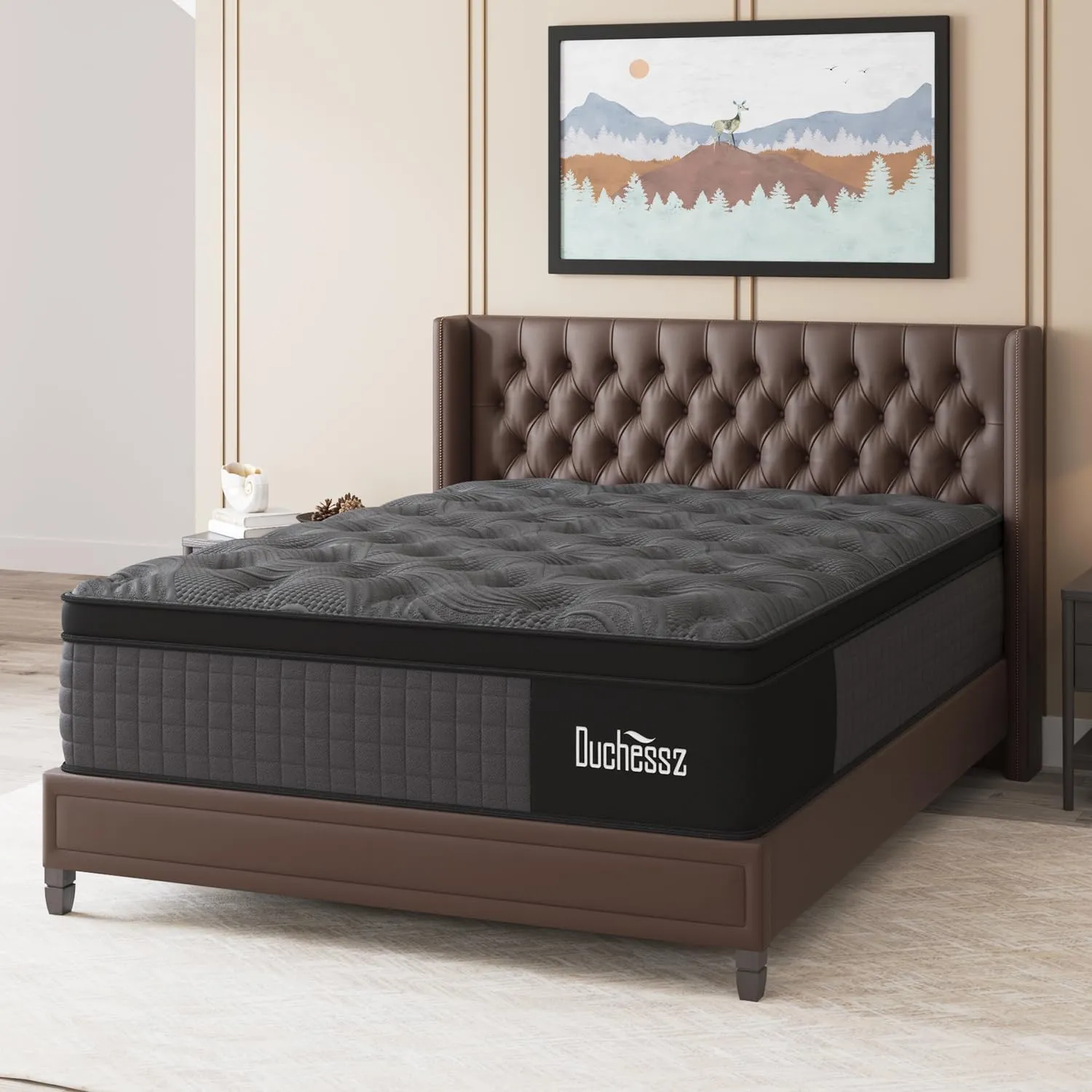 Queen Mattress, 12 Inch Hybrid Mattresses Black with Gel Memory Foam and Individually Pocket Innerspring Medium Firm for Motion Isolation, Edge Support, 100 Night Trial