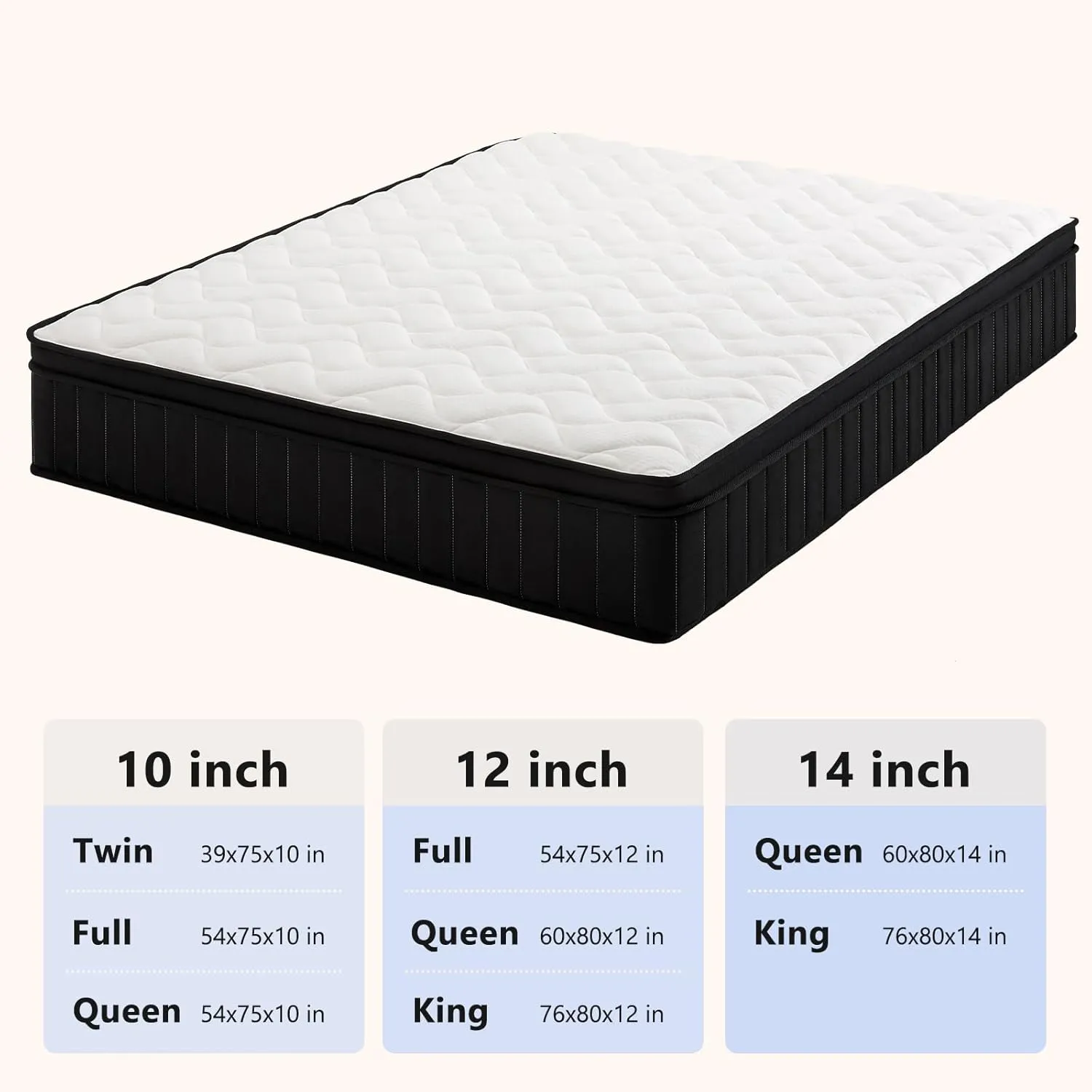 Queen Mattress 12 Inch Hybrid Mattresses with Memory Foam - Mattress in a Box with Individual Pocket Spring - Medium Firm Sleep Support Pressure Relief CertiPUR-US Certified 12 Inch Queen