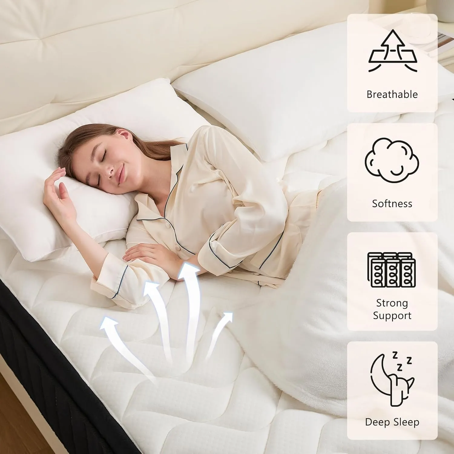 Queen Mattress 12 Inch Hybrid Mattresses with Memory Foam - Mattress in a Box with Individual Pocket Spring - Medium Firm Sleep Support Pressure Relief CertiPUR-US Certified 12 Inch Queen
