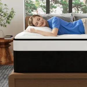 Queen Mattress, 12 Inch Queen Hybrid Mattress in a Box with Memory Foam, Medium Firm, Euro Top, Reinforced Edge Support, Pressure Relief & Motion Isolation, CertiPUR-US Certified