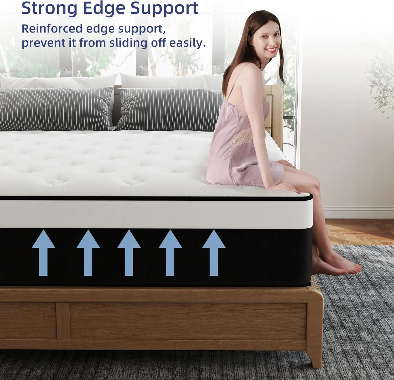 Queen Mattress, 12 Inch Queen Hybrid Mattress in a Box with Memory Foam, Medium Firm, Euro Top, Reinforced Edge Support, Pressure Relief & Motion Isolation, CertiPUR-US Certified