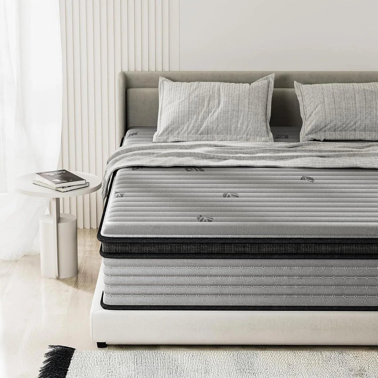 Queen Mattress 12inch in a Box,Memory Foam Hybrid Mattress with Pocket Springs and Zoned Support for Back & Lumbar Pressure Relief,Motion Isolation and Edge Support -CertiPUR-US(12 Inch,Queen)