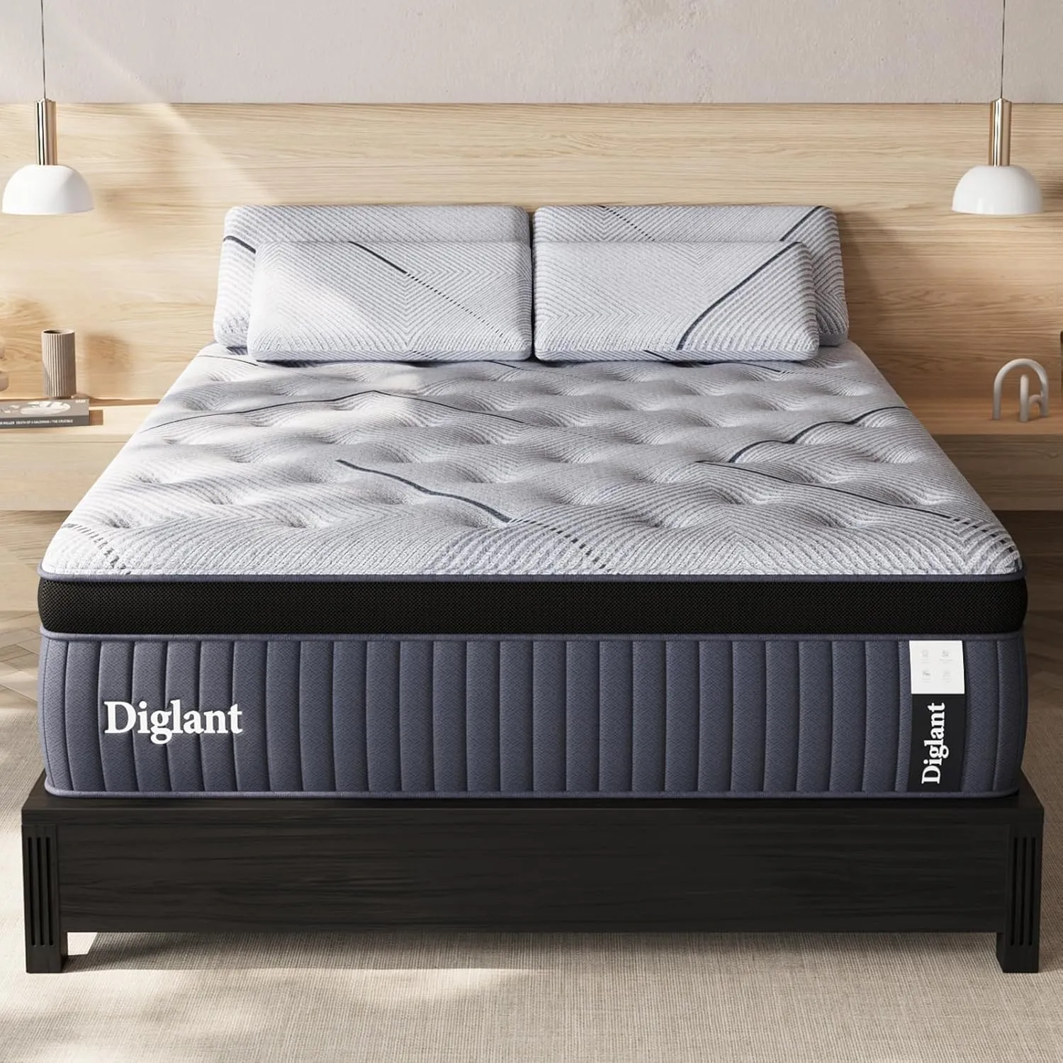 Queen Mattress, 14Inch Medium Queen Hybrid Mattress,Cooling Gel Memory Foam & 7-Zone Individual Pocket Springs, Queen Size Mattress in Box for Supportive & Pressure Relief,60 x 80