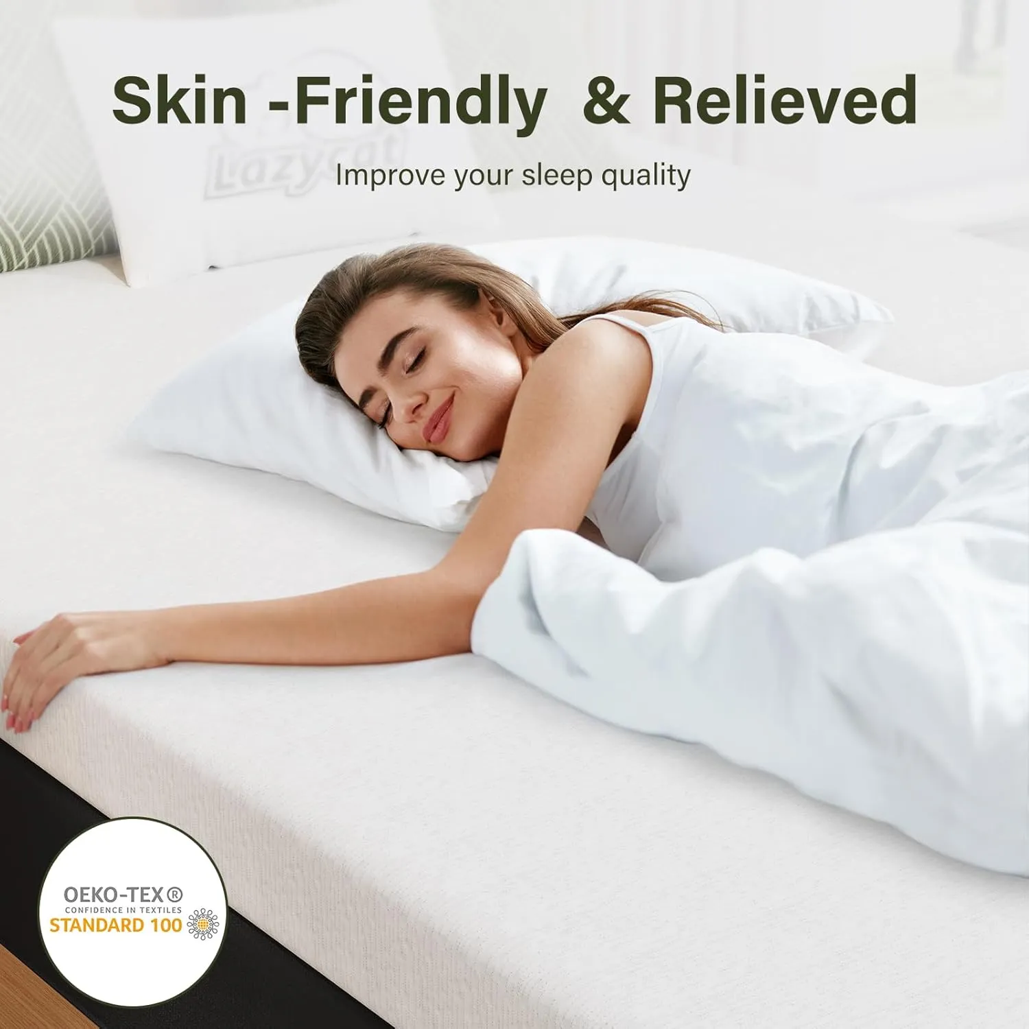 Queen Mattress Topper, 3 inch Memory Foam Mattress Topper for Back Pain Relief, Removable & Washable Cover, Anti-Slip, CertiPUR-US & Oeko-Tex Certified