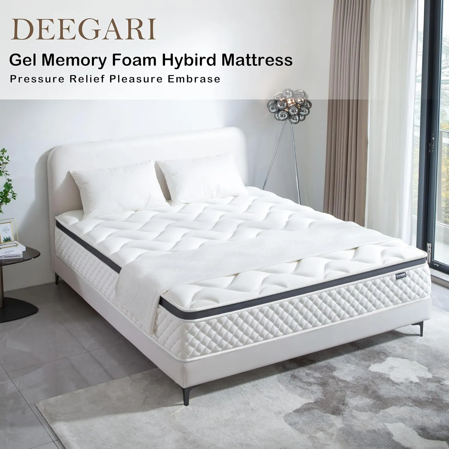Queen Mattress,12 Inch Queen Size Mattress in a Box,Gel Memory Foam and Innerspring Hybrid Mattresses with Individual Pocket Spring for Motion Isolation,Medium Firm Feel,CertiPUR-US