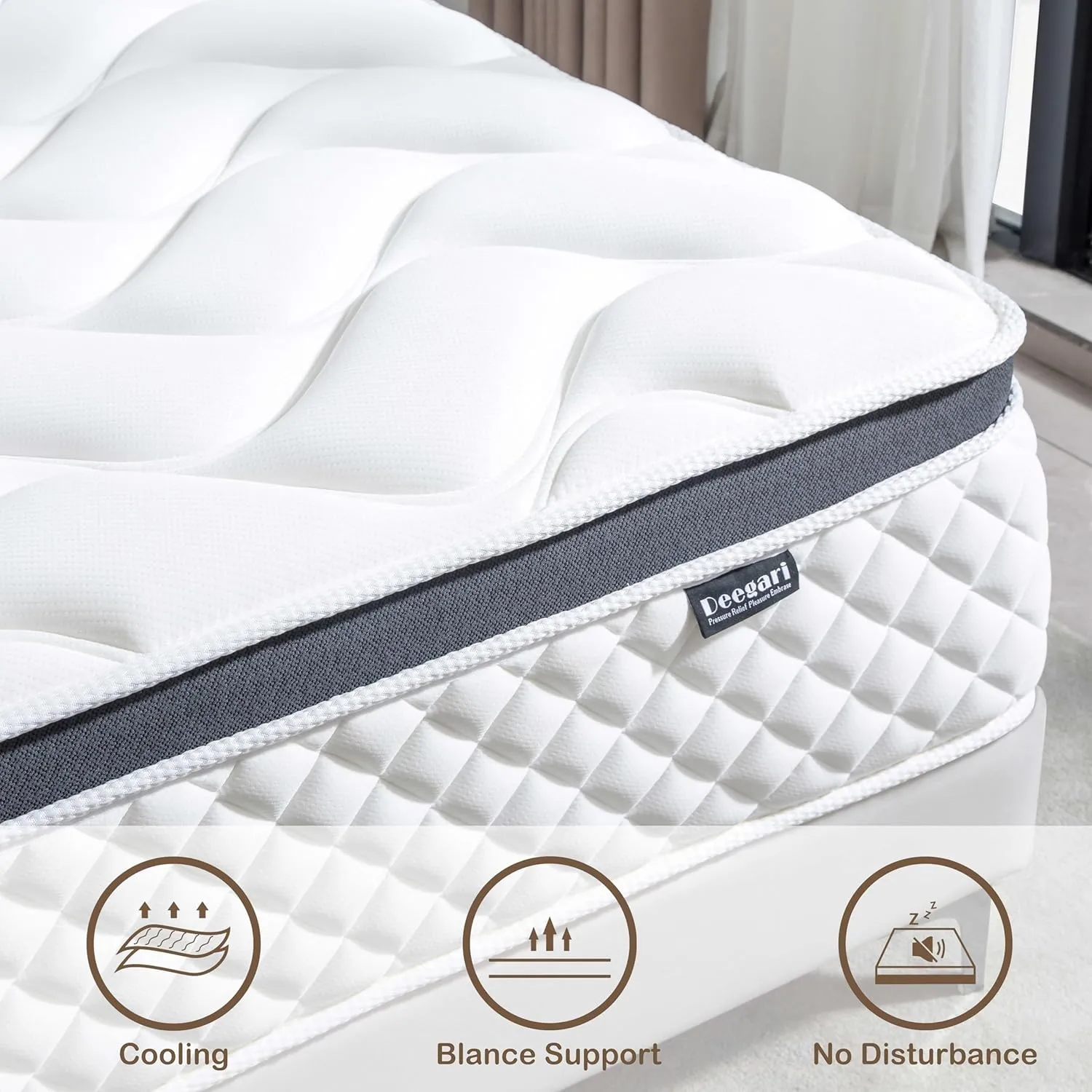 Queen Mattress,12 Inch Queen Size Mattress in a Box,Gel Memory Foam and Innerspring Hybrid Mattresses with Individual Pocket Spring for Motion Isolation,Medium Firm Feel,CertiPUR-US