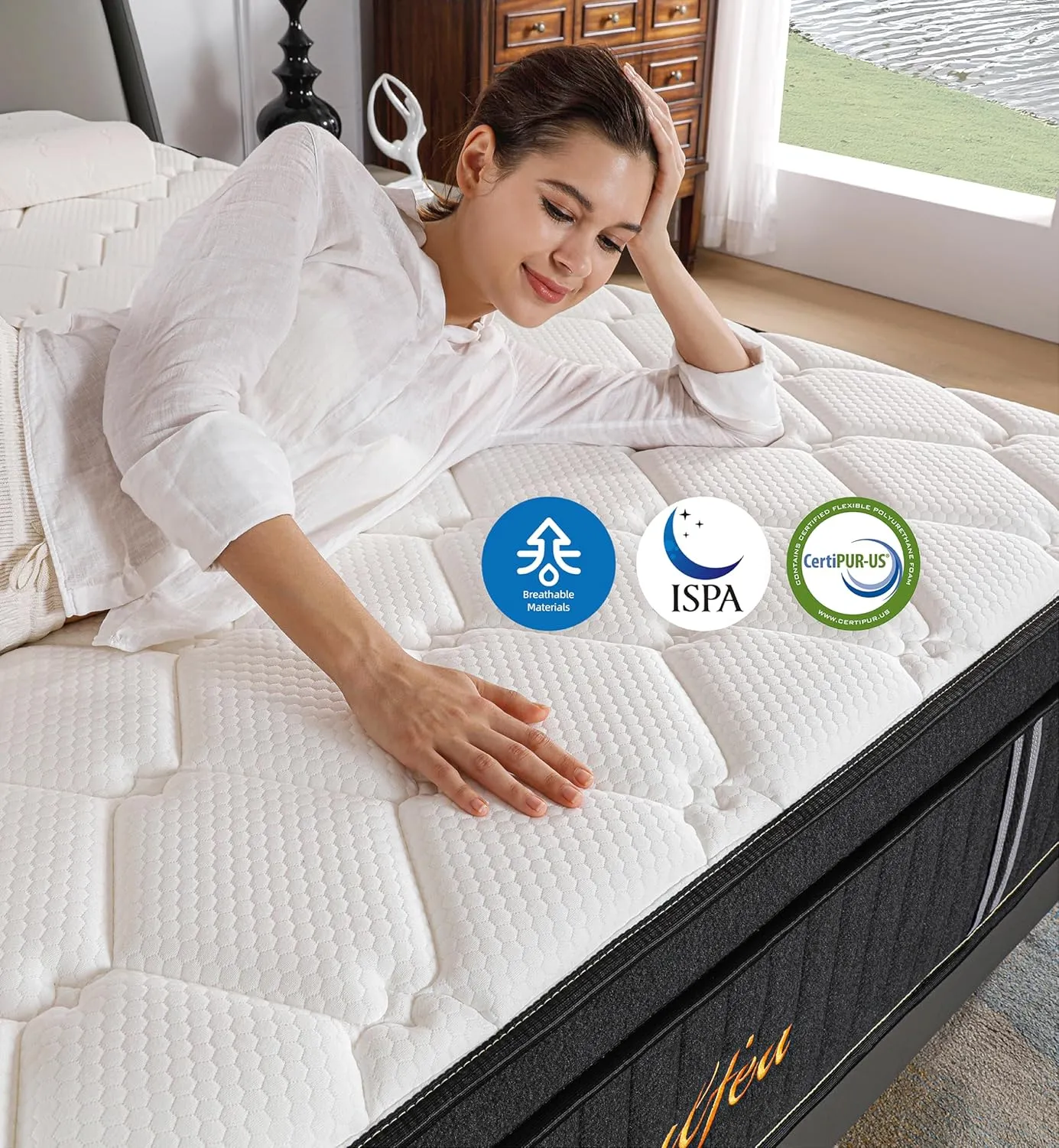 Queen Mattress,12 Inch Queen Size Mattresses Memory Foam Hybrid Black Mattress in a Box,with Provide Support and Improve Sleep Mattresses,Medium Firm,CertiPUR-US.