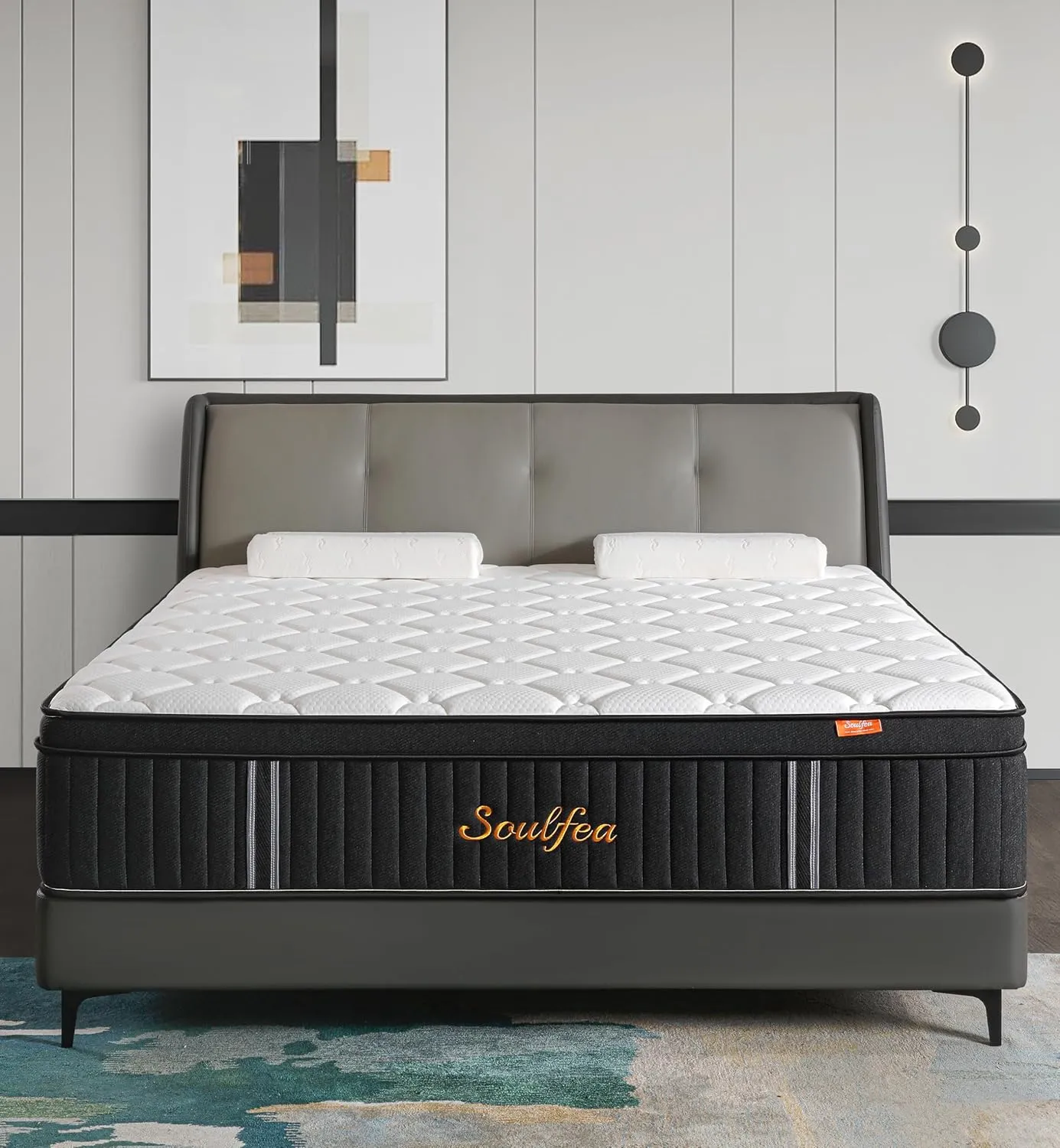 Queen Mattress,12 Inch Queen Size Mattresses Memory Foam Hybrid Black Mattress in a Box,with Provide Support and Improve Sleep Mattresses,Medium Firm,CertiPUR-US.
