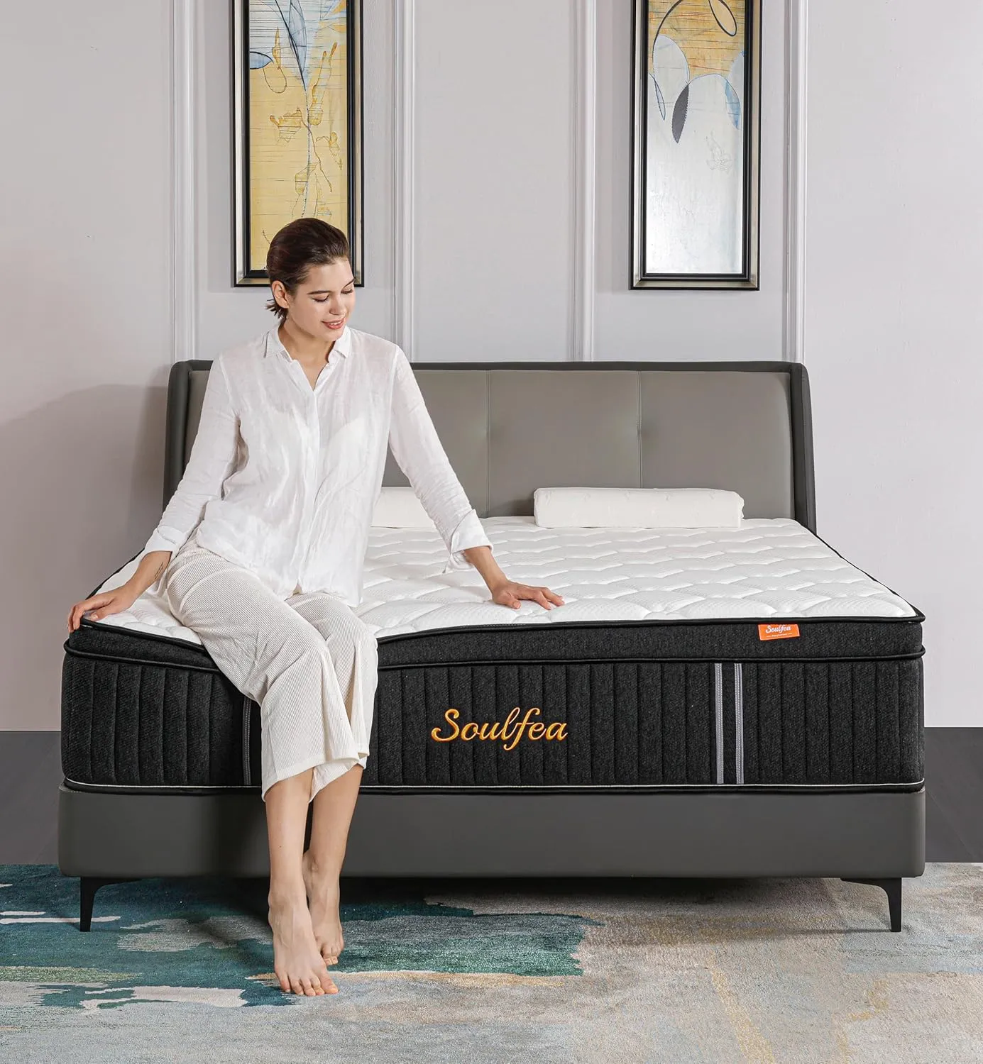 Queen Mattress,12 Inch Queen Size Mattresses Memory Foam Hybrid Black Mattress in a Box,with Provide Support and Improve Sleep Mattresses,Medium Firm,CertiPUR-US.