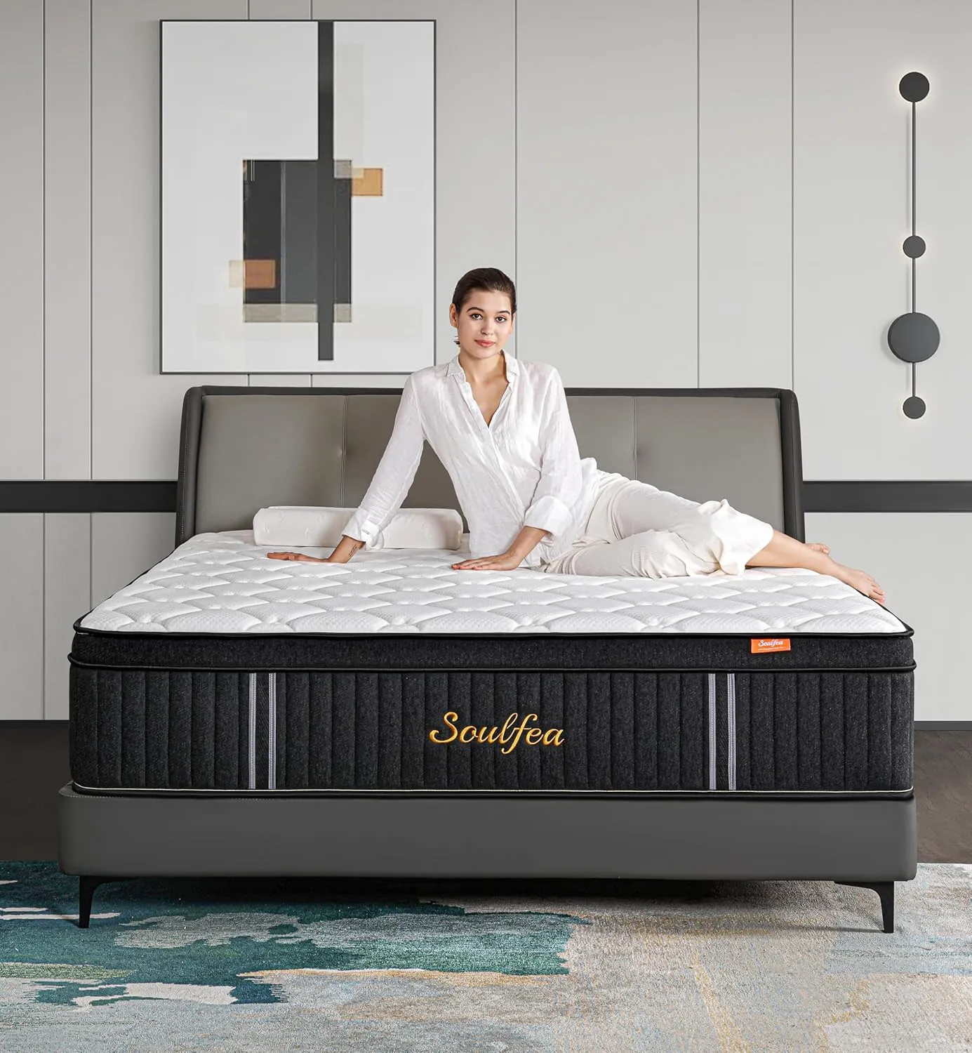 Queen Mattress,12 Inch Queen Size Mattresses Memory Foam Hybrid Black Mattress in a Box,with Provide Support and Improve Sleep Mattresses,Medium Firm,CertiPUR-US.