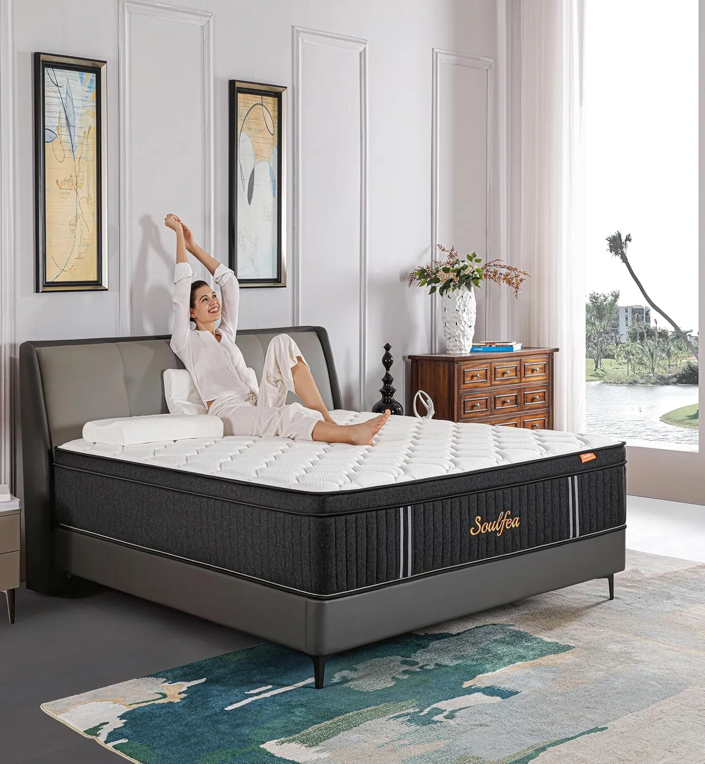 Queen Mattress,12 Inch Queen Size Mattresses Memory Foam Hybrid Black Mattress in a Box,with Provide Support and Improve Sleep Mattresses,Medium Firm,CertiPUR-US.