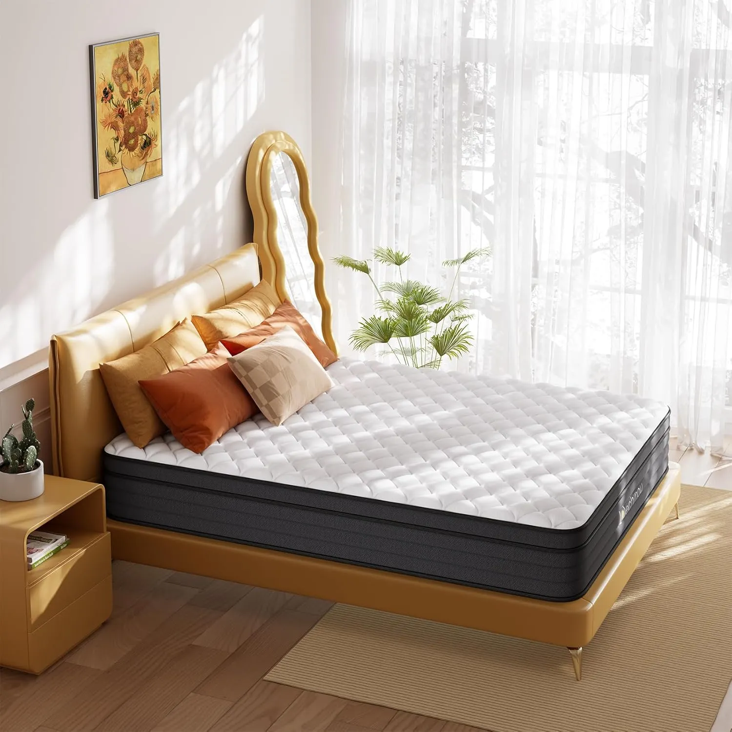 Queen Mattress,8 Inch Queen Size Hybrid Mattress in a Box with Memory Foam, Soft and Comfortable, Pressure Relief, Cool and Breathable, CertiPUR-US, Medium Firm
