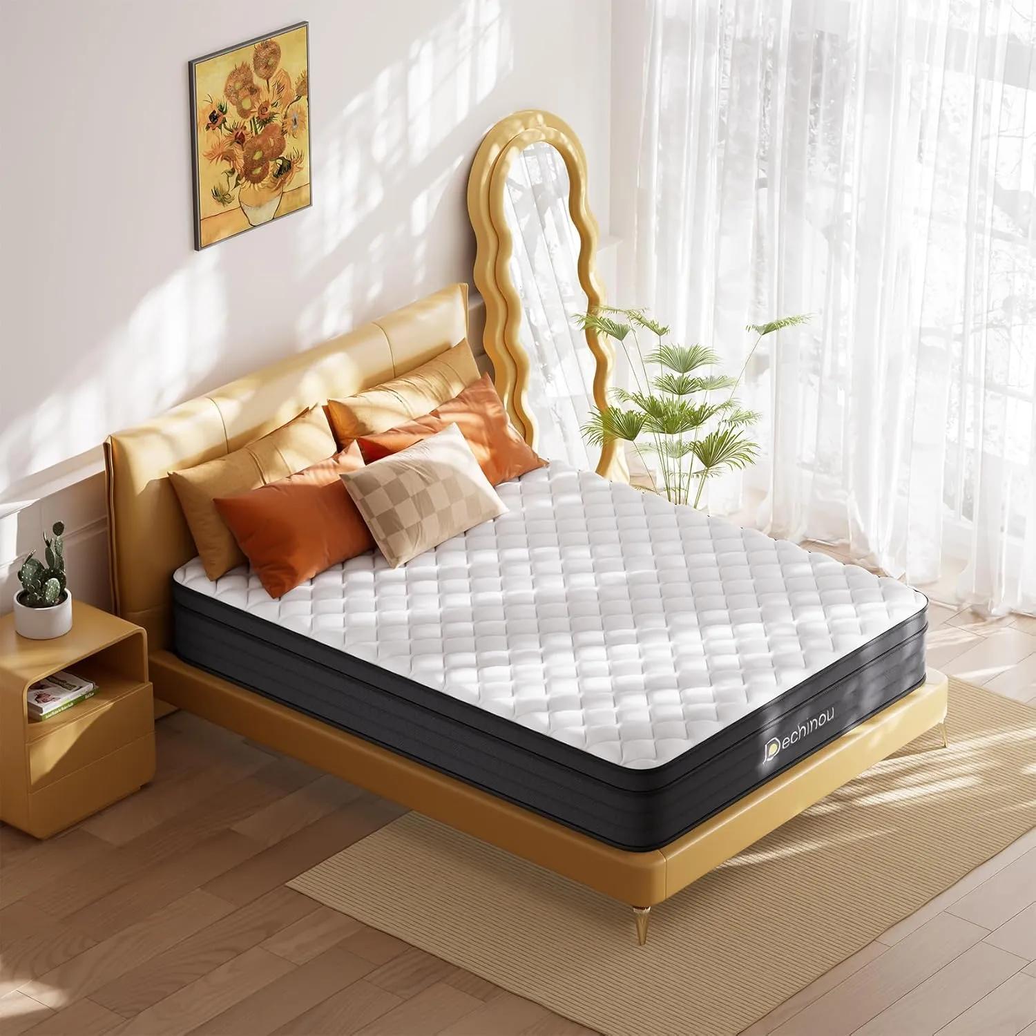 Queen Mattress,8 Inch Queen Size Hybrid Mattress in a Box with Memory Foam, Soft and Comfortable, Pressure Relief, Cool and Breathable, CertiPUR-US, Medium Firm