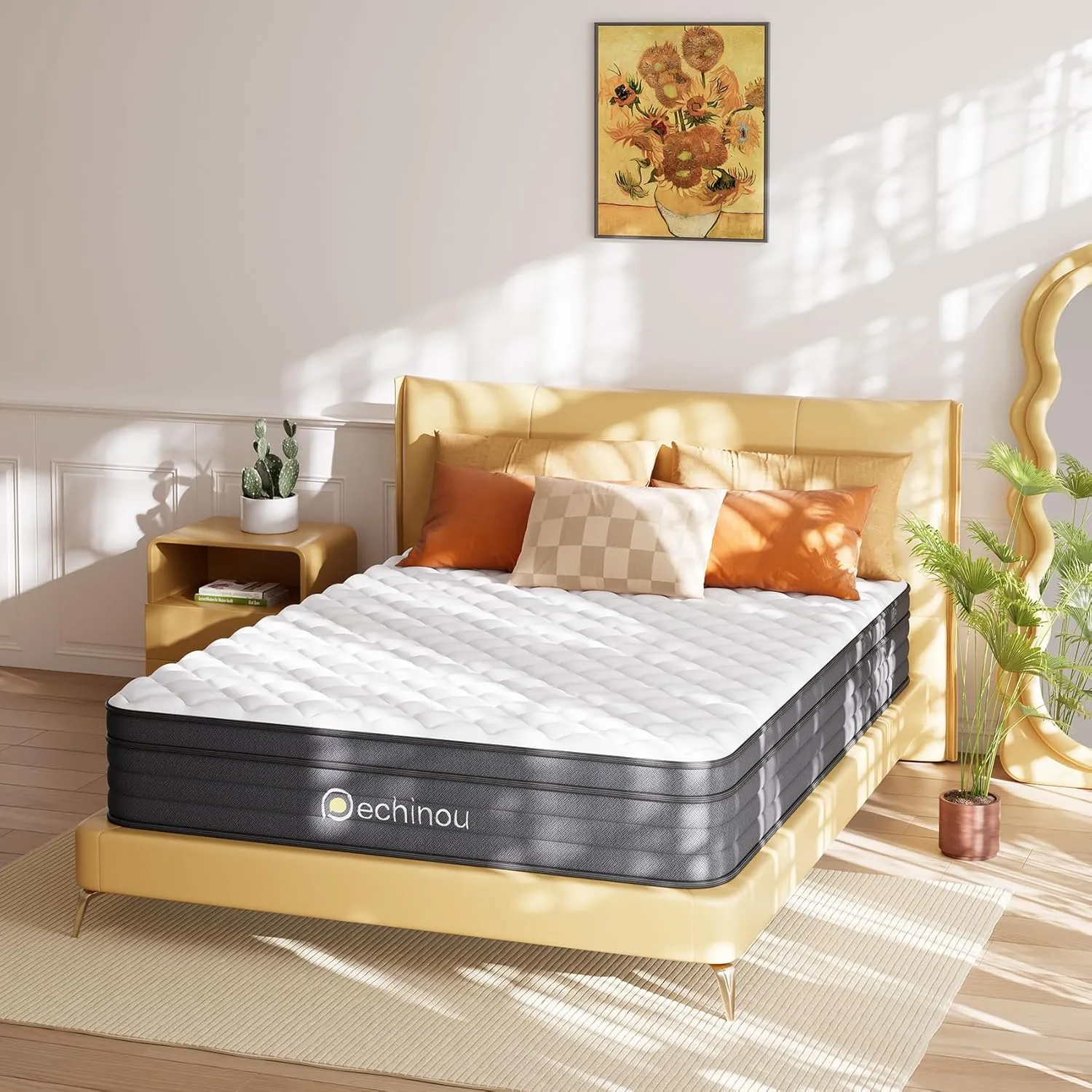 Queen Mattress,8 Inch Queen Size Hybrid Mattress in a Box with Memory Foam, Soft and Comfortable, Pressure Relief, Cool and Breathable, CertiPUR-US, Medium Firm