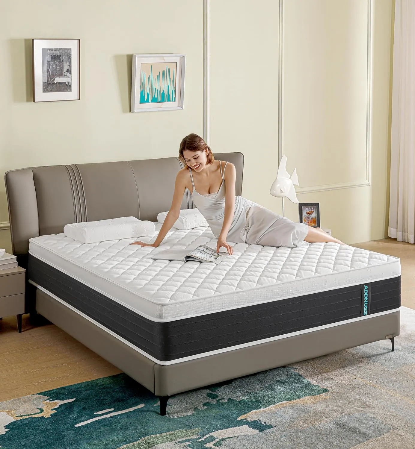 Queen Mattresses,12 Inch Memory Foam Hybrid Mattress in a Box with Individual Pocket Spring,Pressure Relief & Motion Isolation Queen Size Black Mattress,CertiPUR-US.