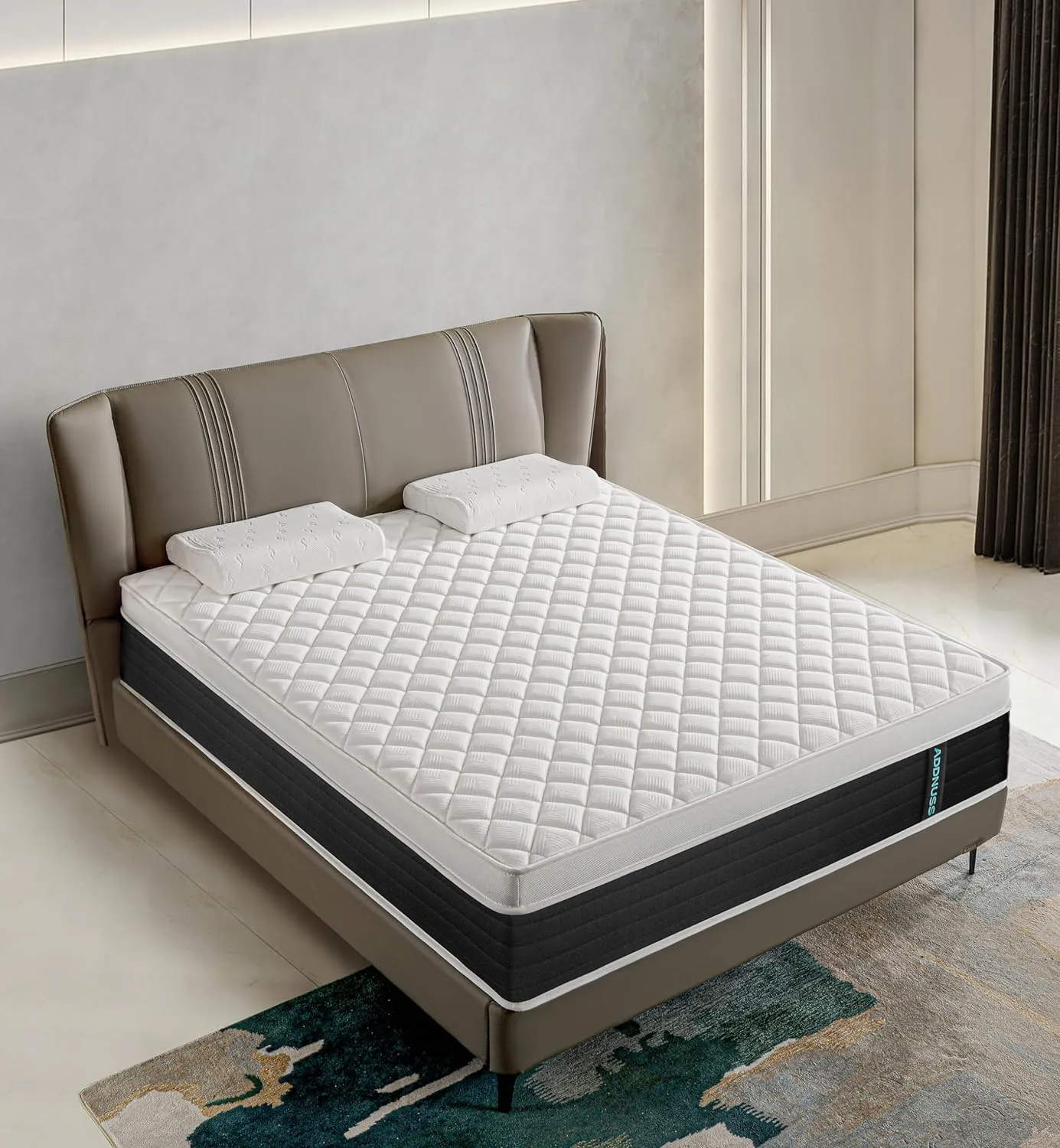 Queen Mattresses,12 Inch Memory Foam Hybrid Mattress in a Box with Individual Pocket Spring,Pressure Relief & Motion Isolation Queen Size Black Mattress,CertiPUR-US.