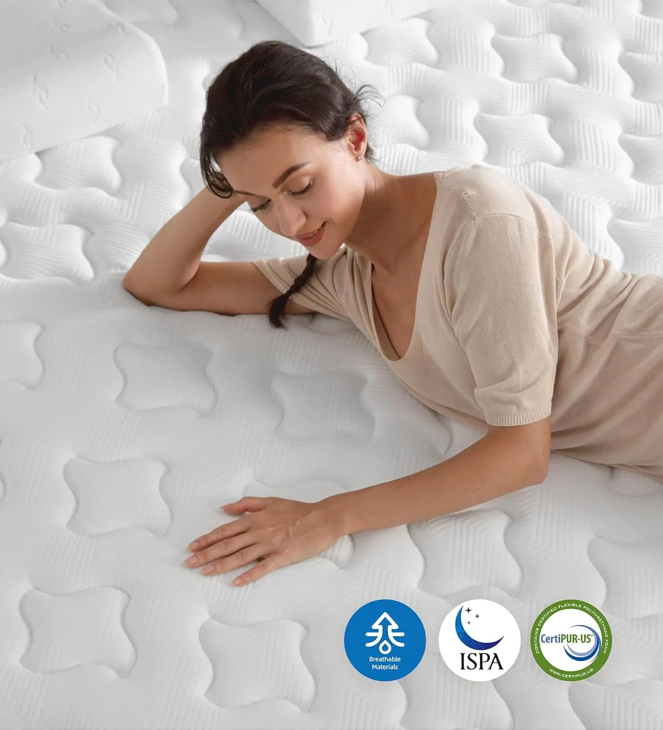 Queen Mattresses,12 Inch Queen Size Mattress in a Box,Memory Foam Hybrid White Mattress with Provide Support and Improve Sleep Mattresses,Medium Firm,CertiPUR-US.