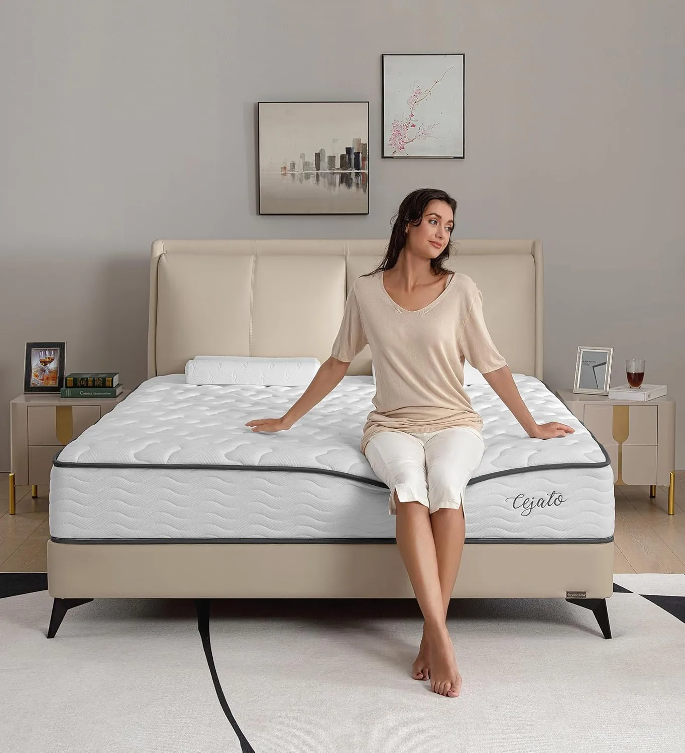 Queen Mattresses,12 Inch Queen Size Mattress in a Box,Memory Foam Hybrid White Mattress with Provide Support and Improve Sleep Mattresses,Medium Firm,CertiPUR-US.